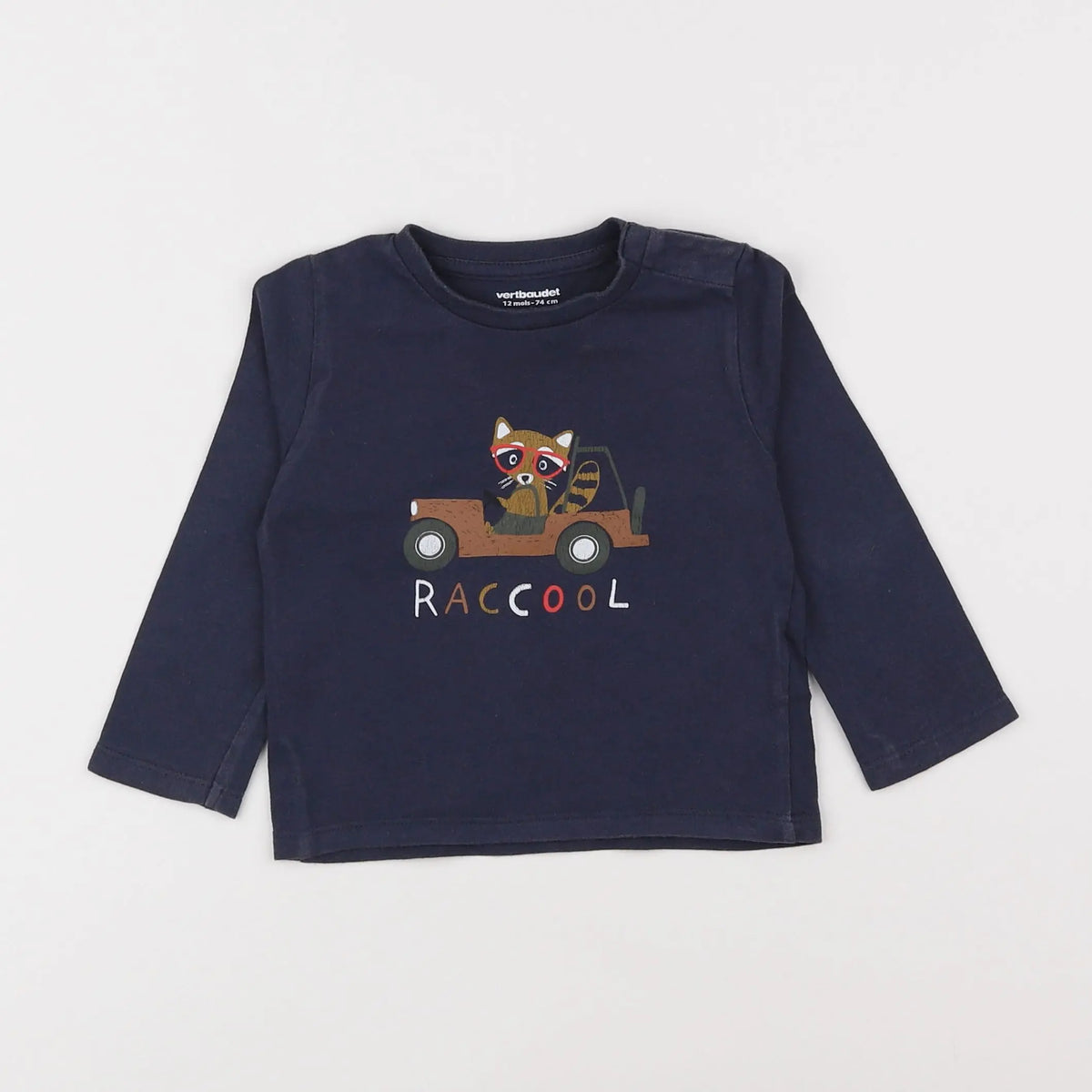 Vertbaudet - tee-shirt bleu - 12 mois