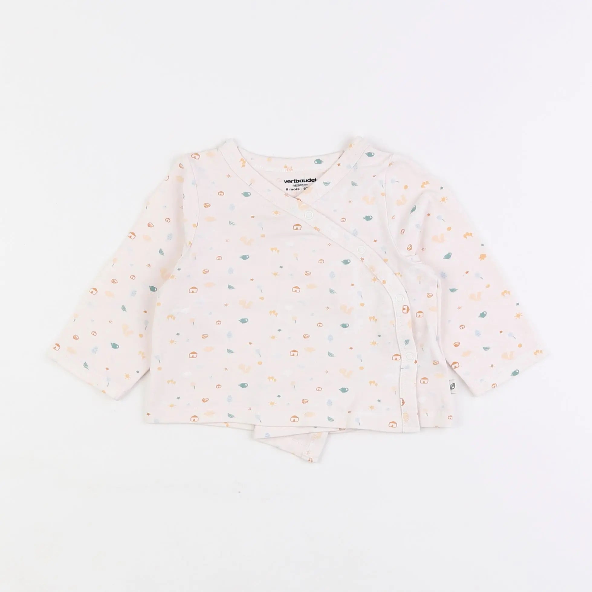 Vertbaudet - tee-shirt beige - 6 mois