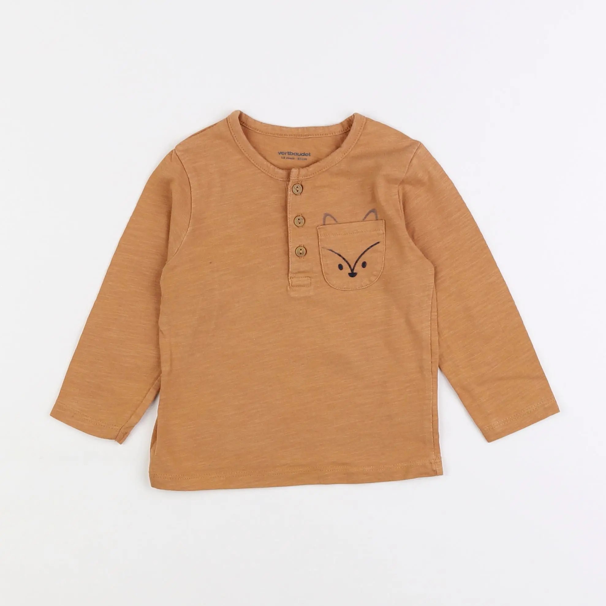 Vertbaudet - tee-shirt marron - 18 mois