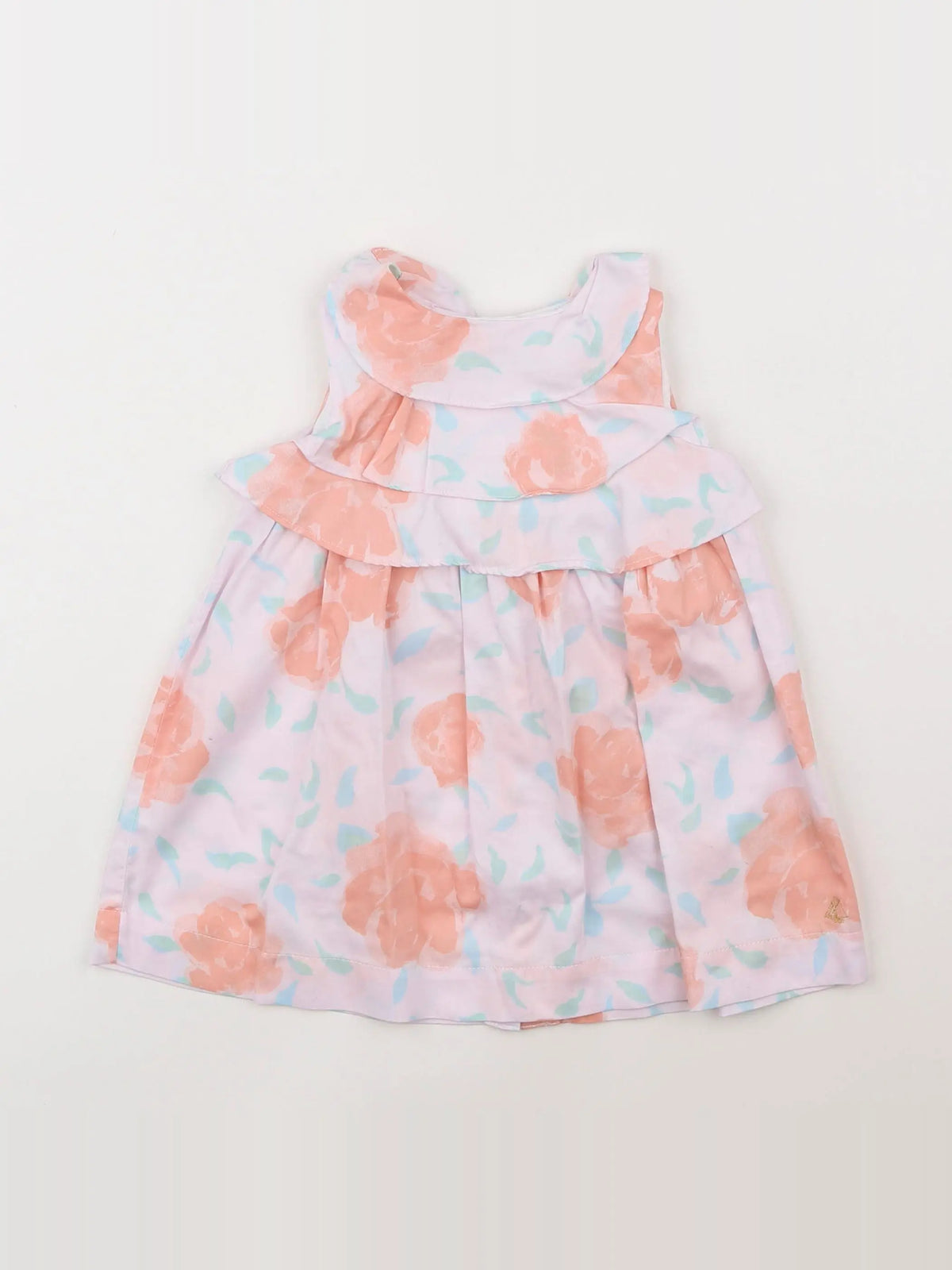 Petit Bateau - robe blanc, rose - 12 mois