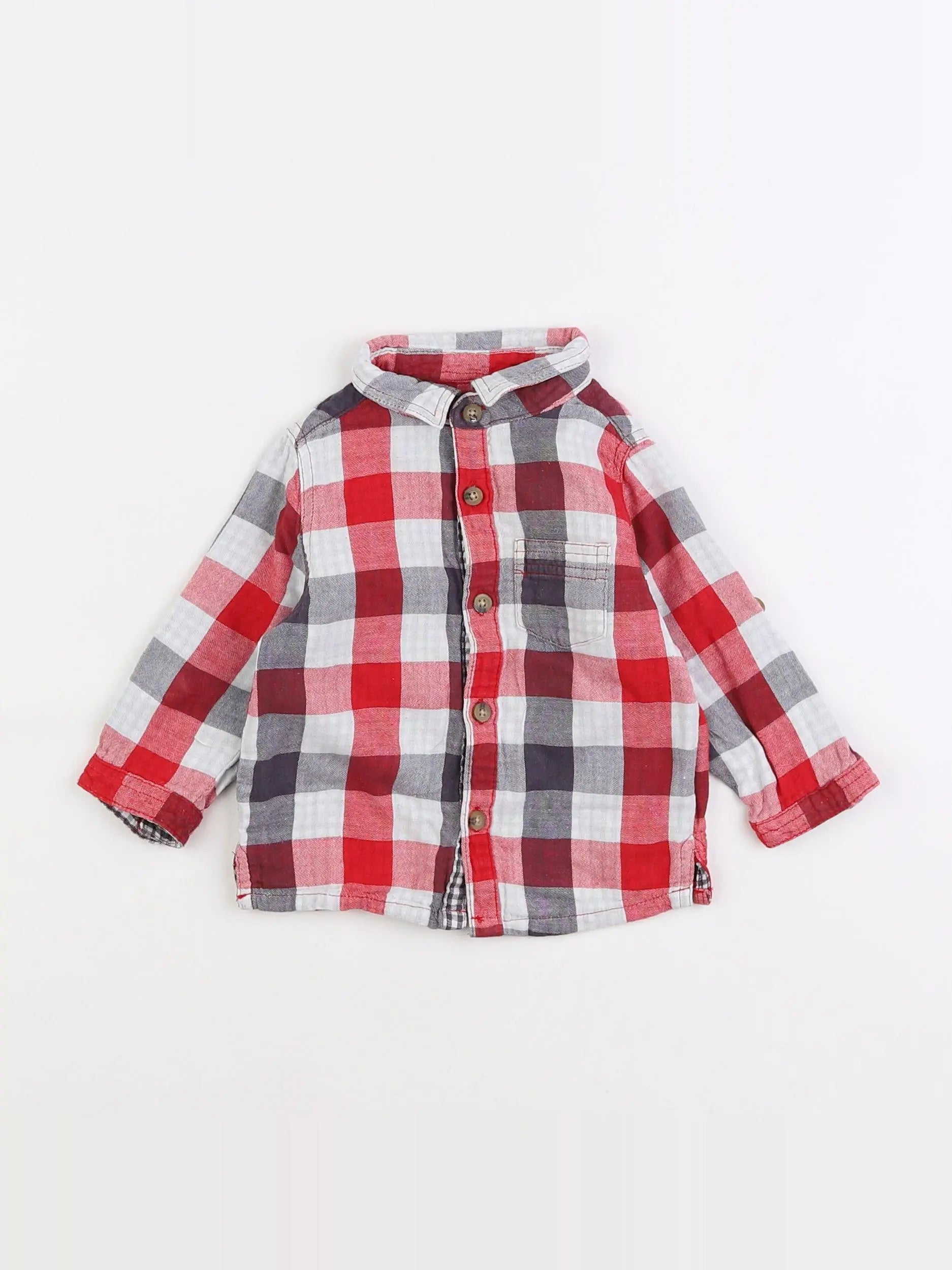 Vertbaudet - chemise rouge - 6 mois