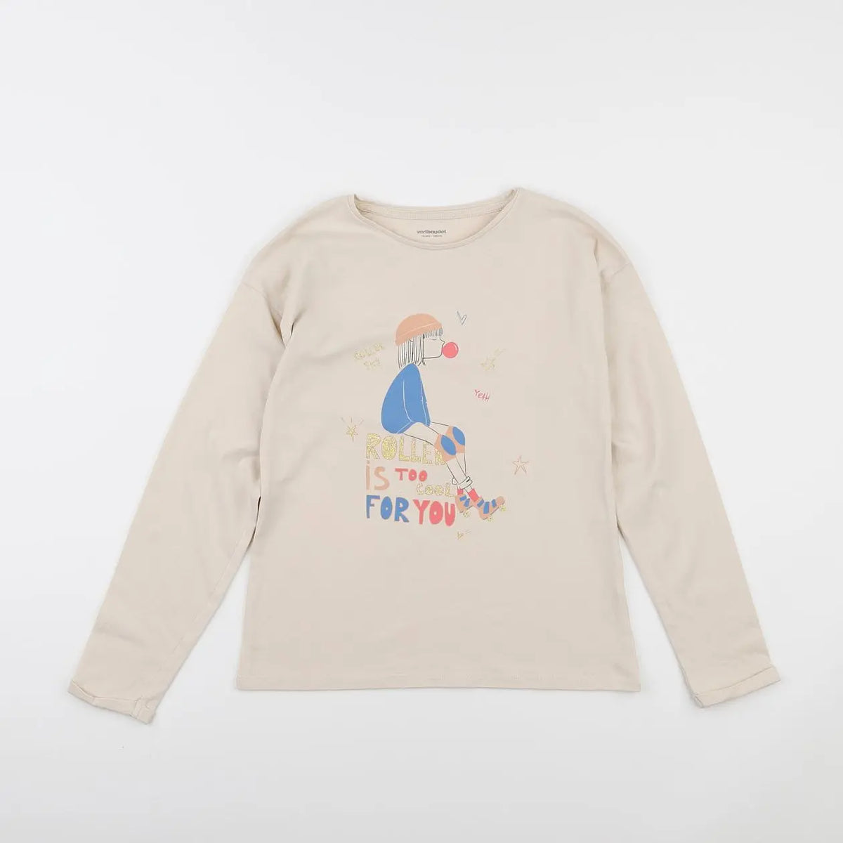 Vertbaudet - tee-shirt beige - 10 ans