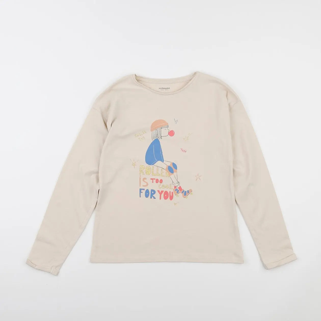 Vertbaudet - tee-shirt beige - 10 ans