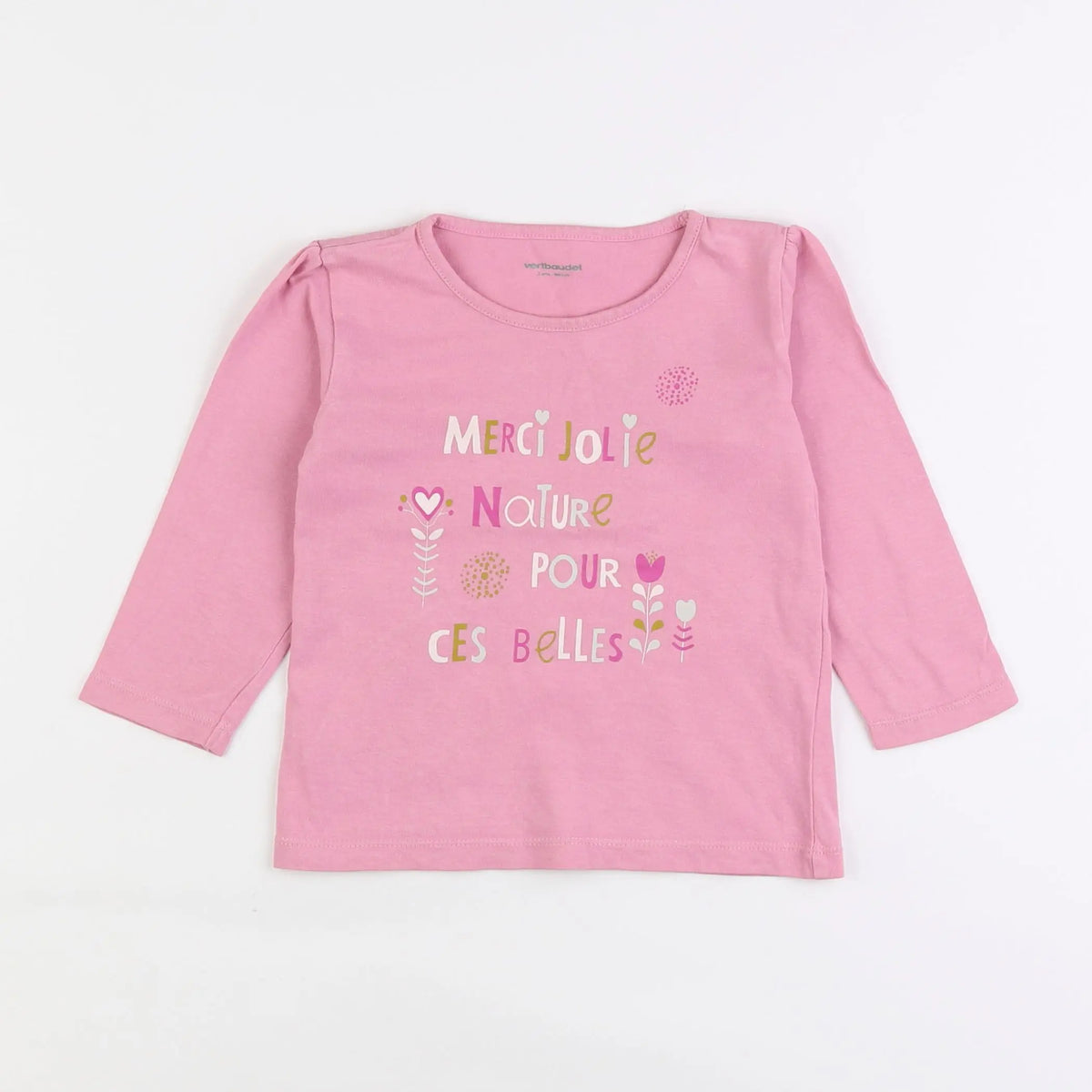 Vertbaudet - tee-shirt rose - 2 ans