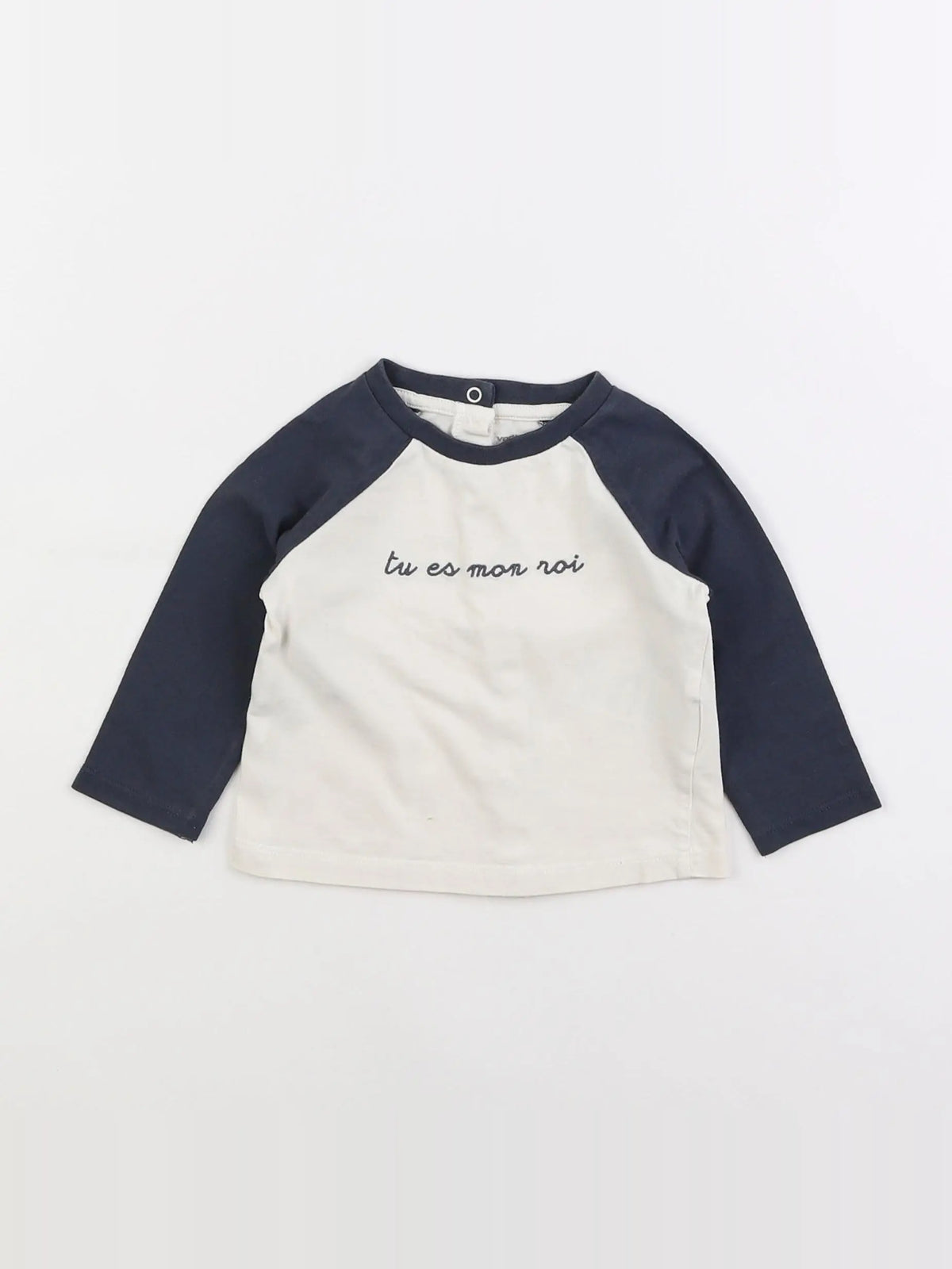 Vertbaudet - tee-shirt blanc, bleu - 9 mois