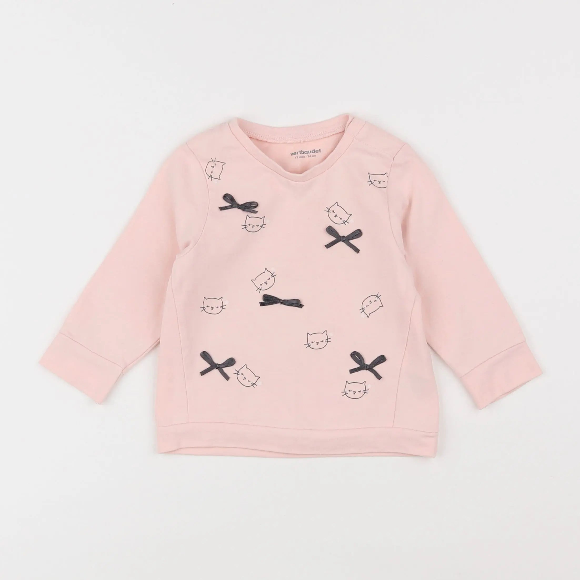 Vertbaudet - tee-shirt rose - 12 mois