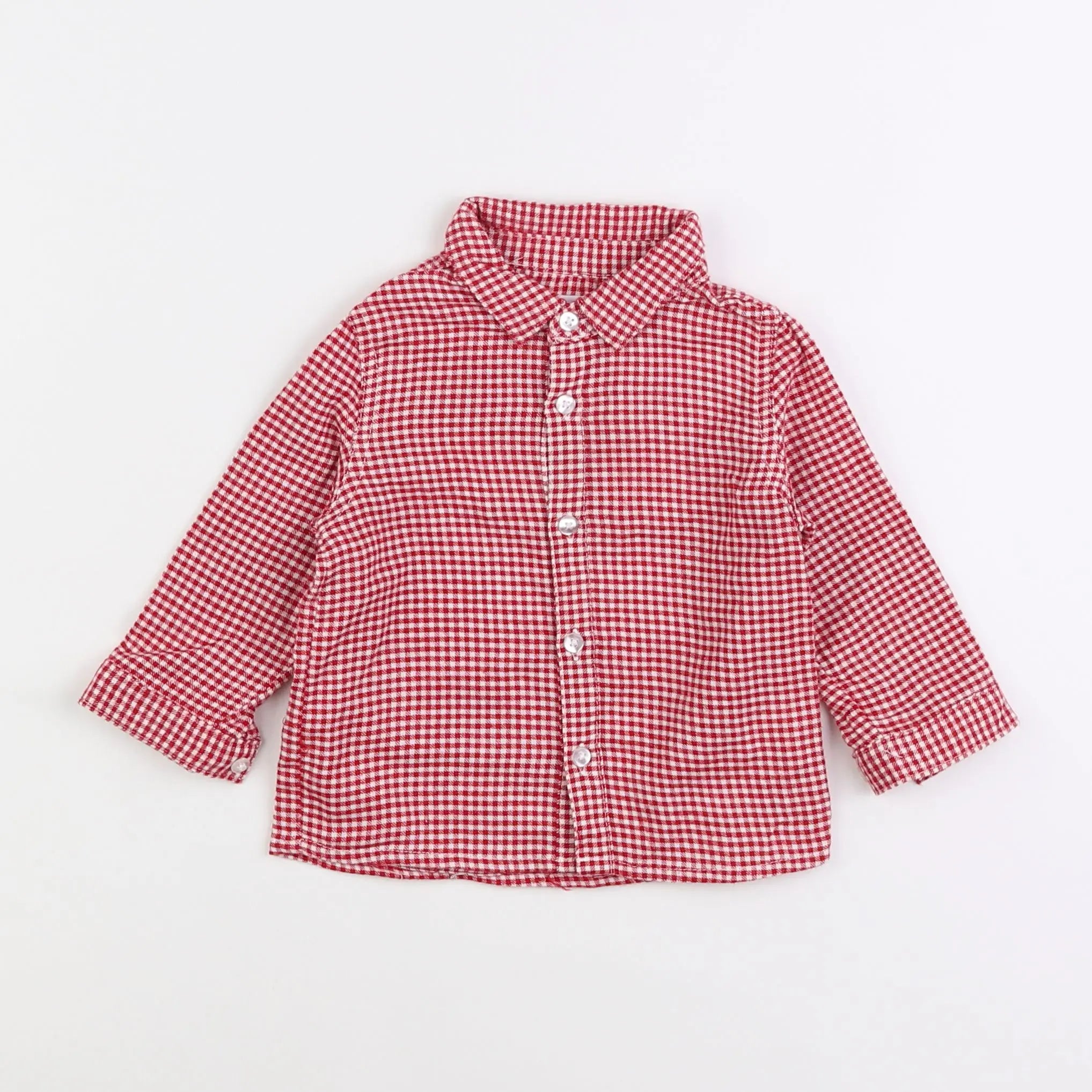 Vertbaudet - chemise rouge - 9 mois
