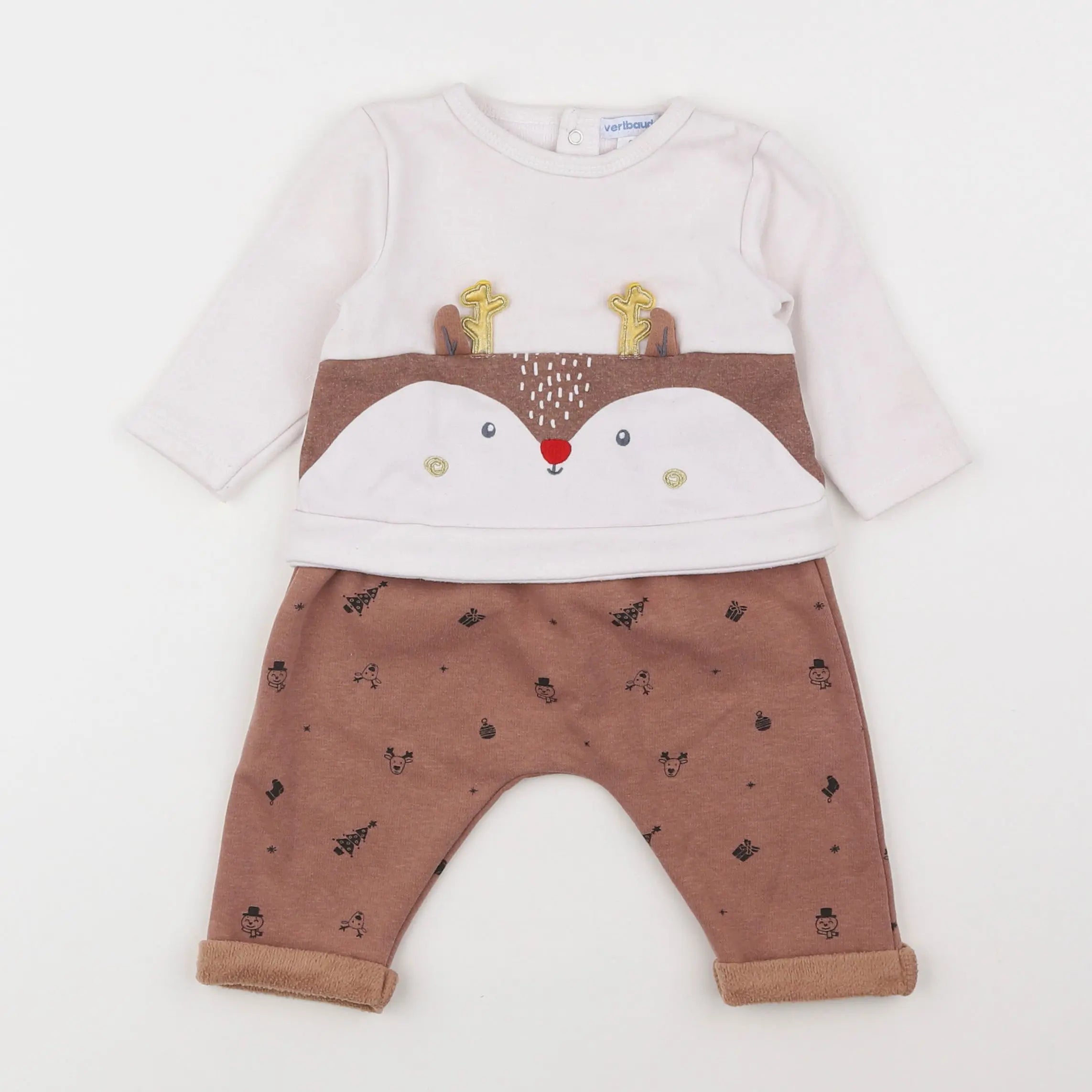 Vertbaudet - ensemble beige - 6 mois