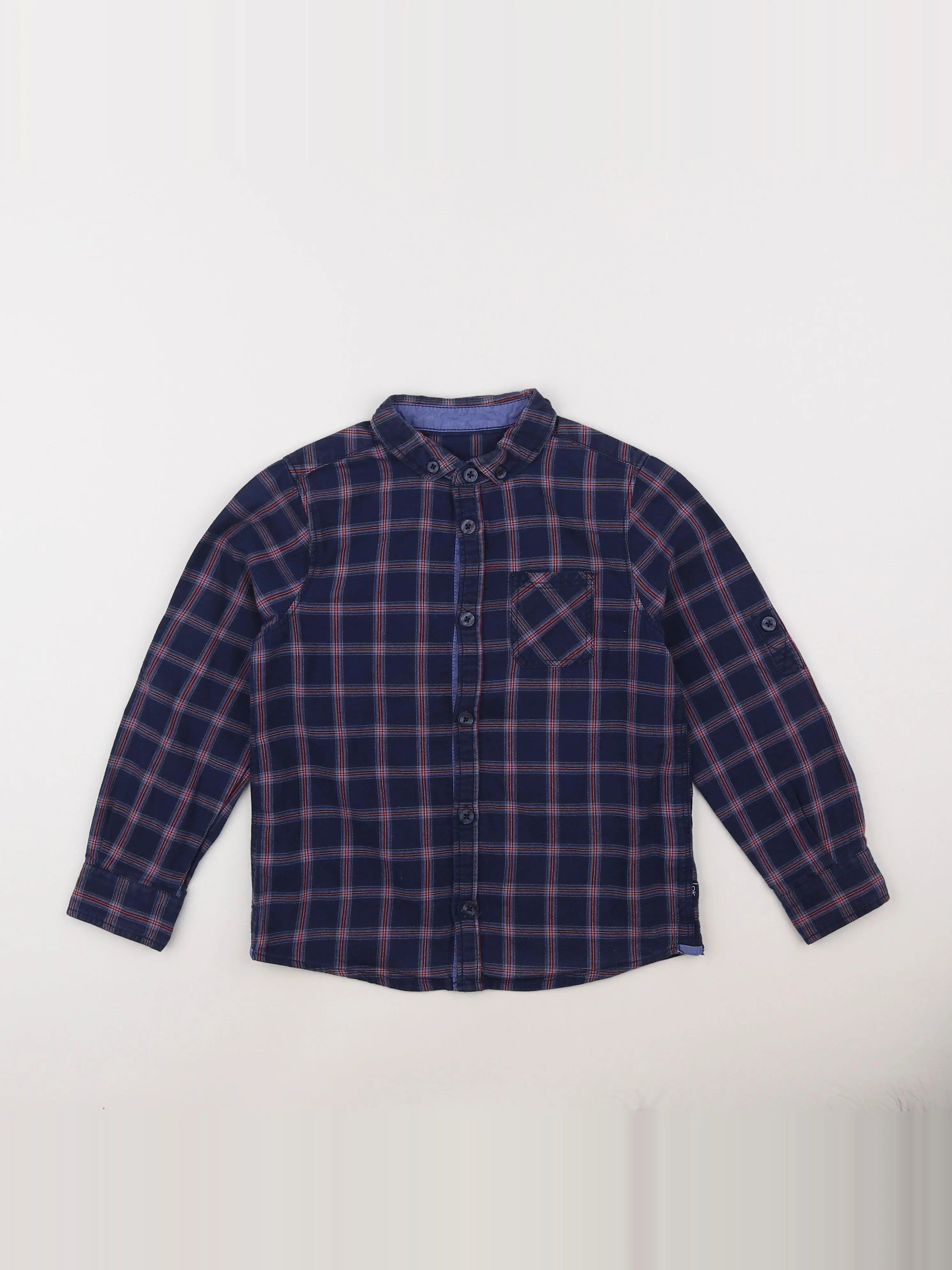 Okaidi - chemise bleu, rouge - 6 ans