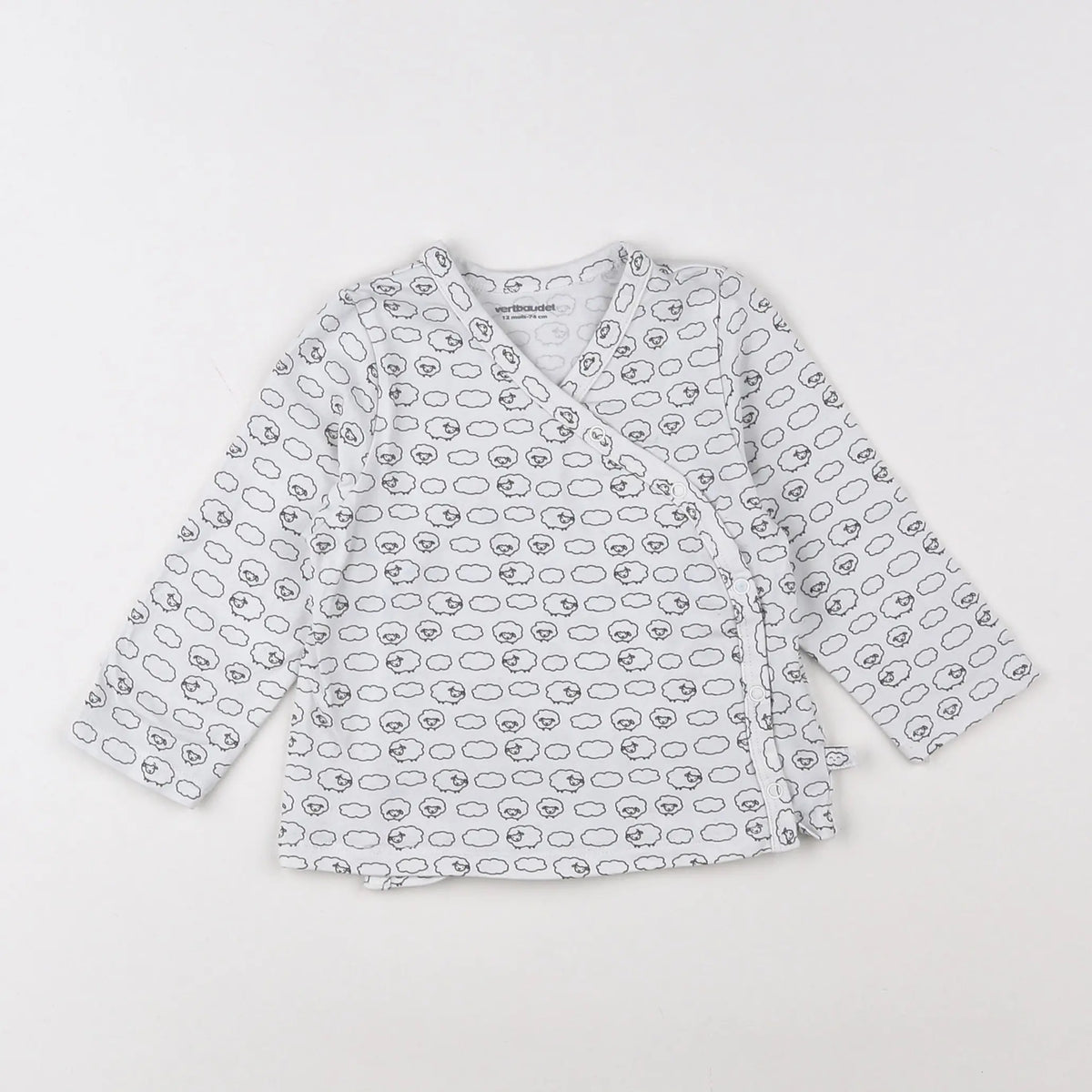 Vertbaudet - tee-shirt blanc, noir - 12 mois