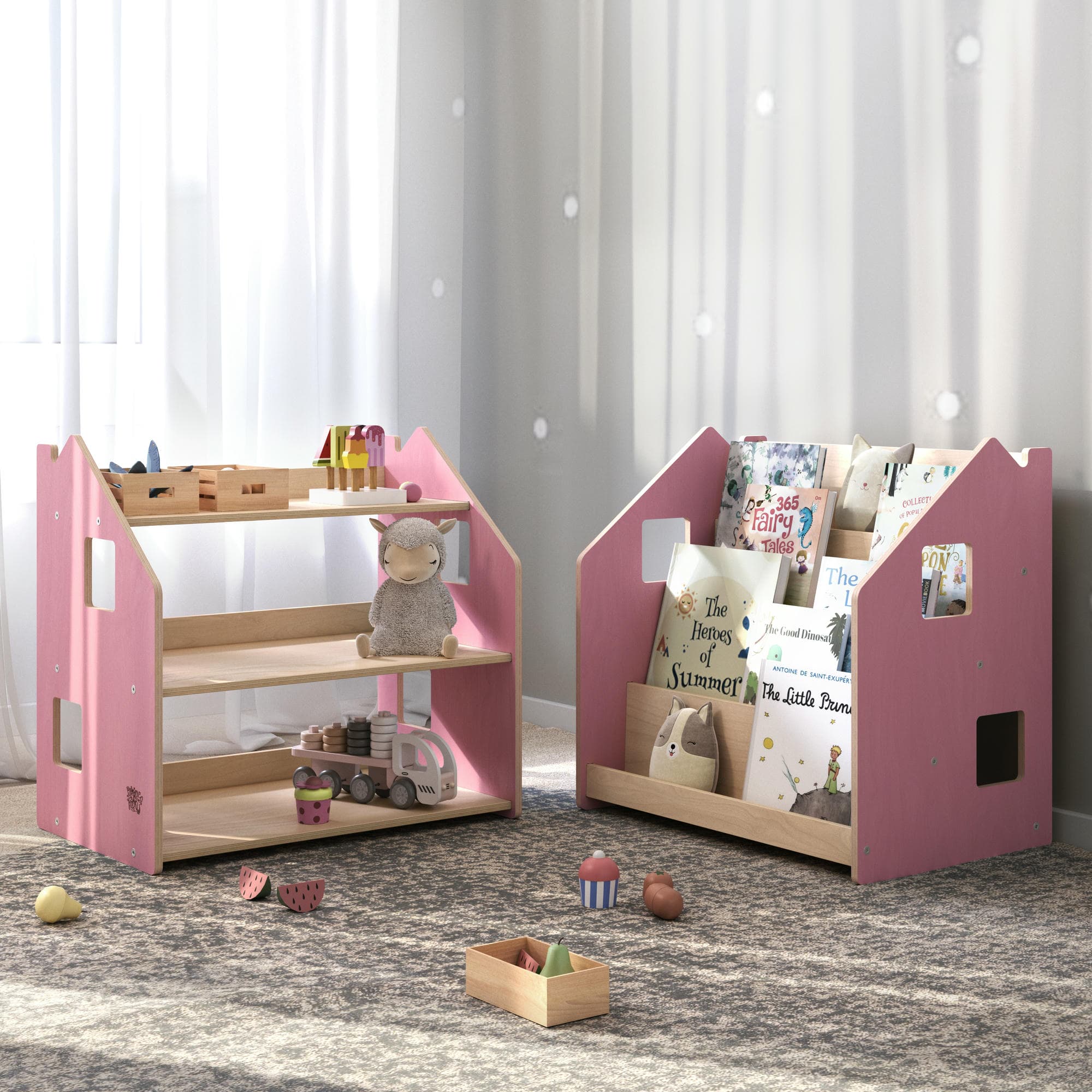 Étagère à jouets - Couleur bleu clair / rose