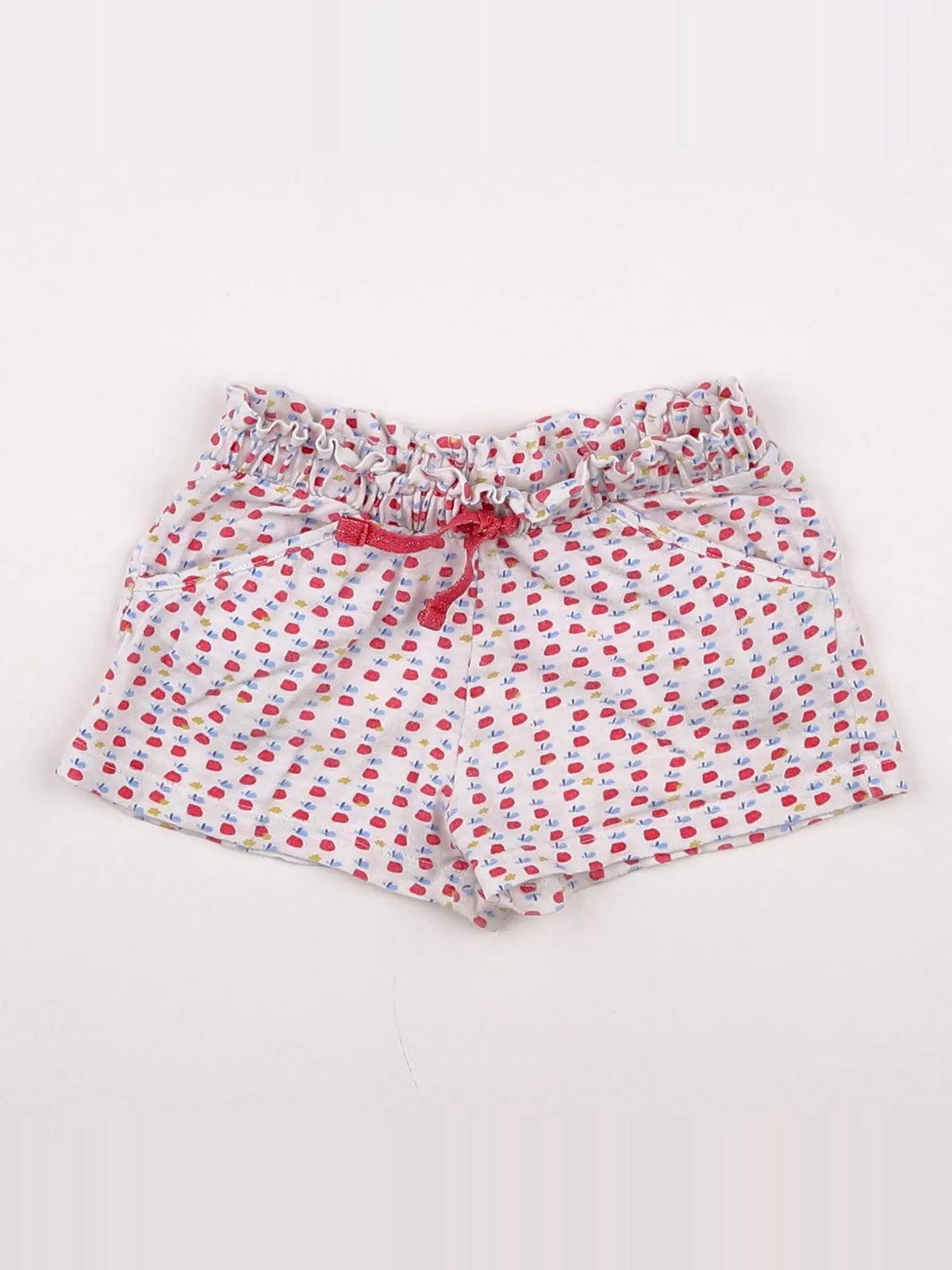 Boutchou - short blanc, rouge - 12 mois