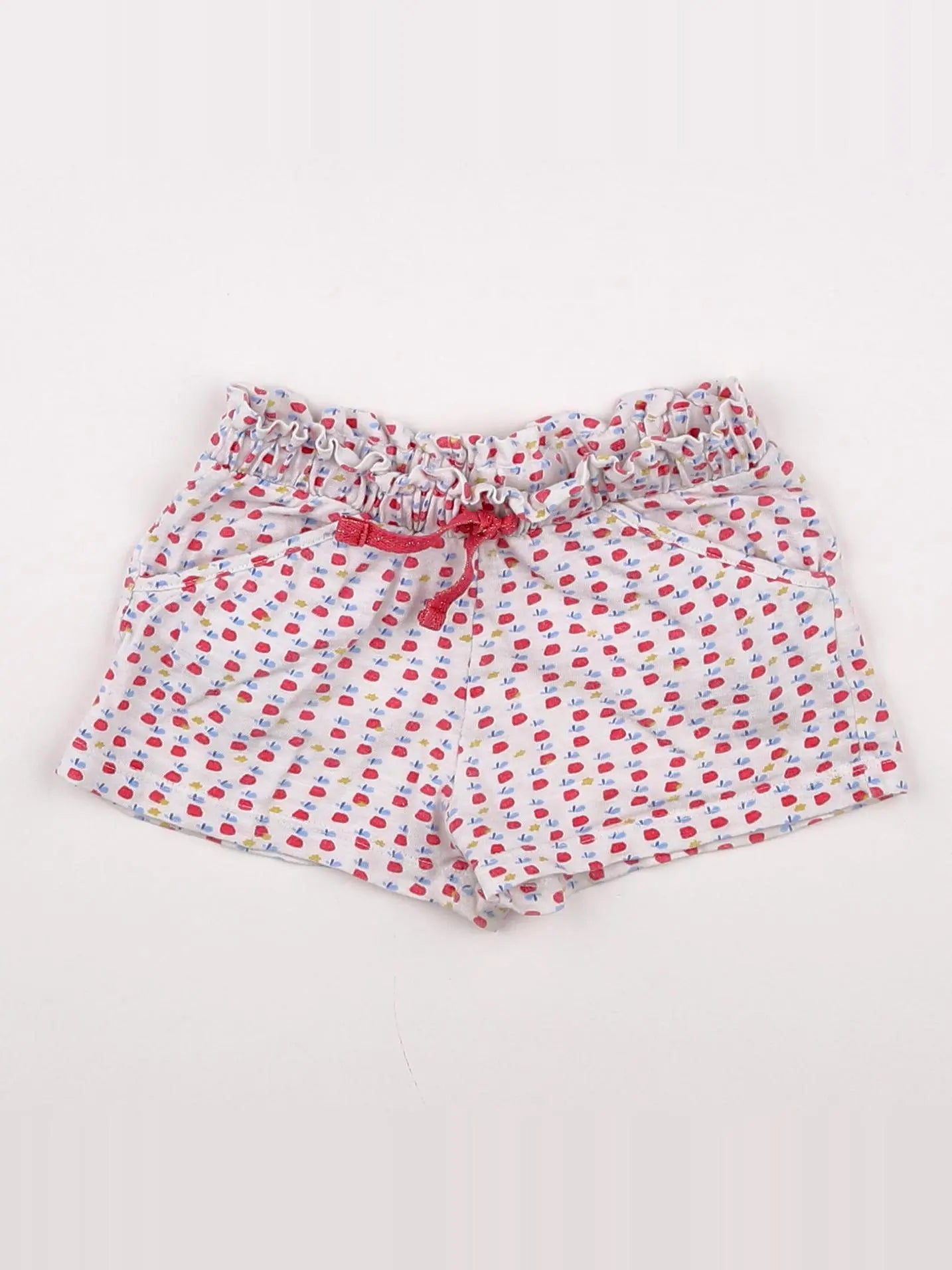 Boutchou - short blanc, rouge - 12 mois