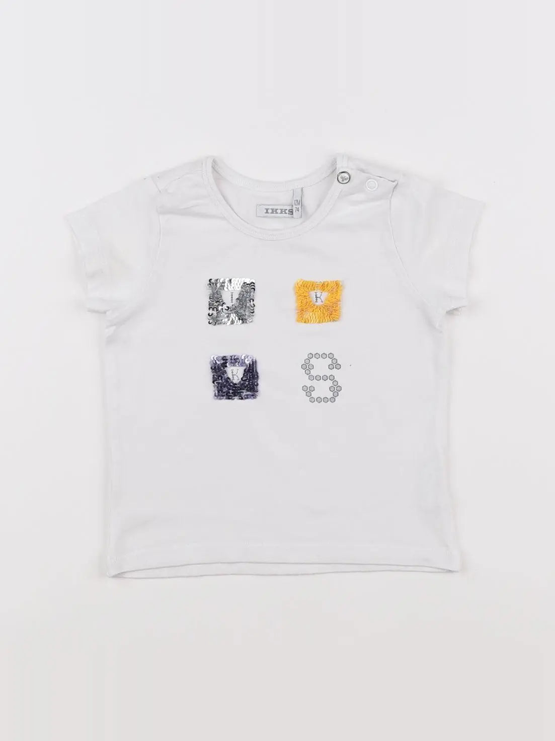 IKKS - tee-shirt blanc, jaune - 12 mois
