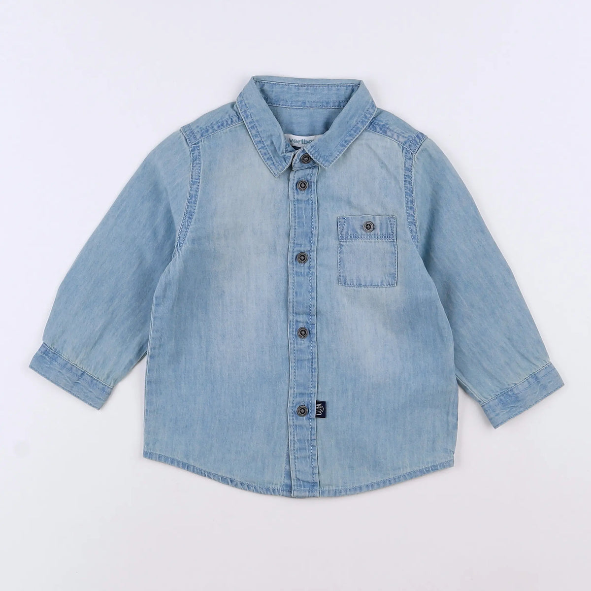 Vertbaudet - chemise bleu - 12 mois