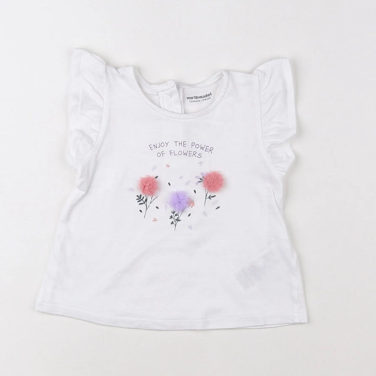 Vertbaudet - tee-shirt blanc - 12 mois