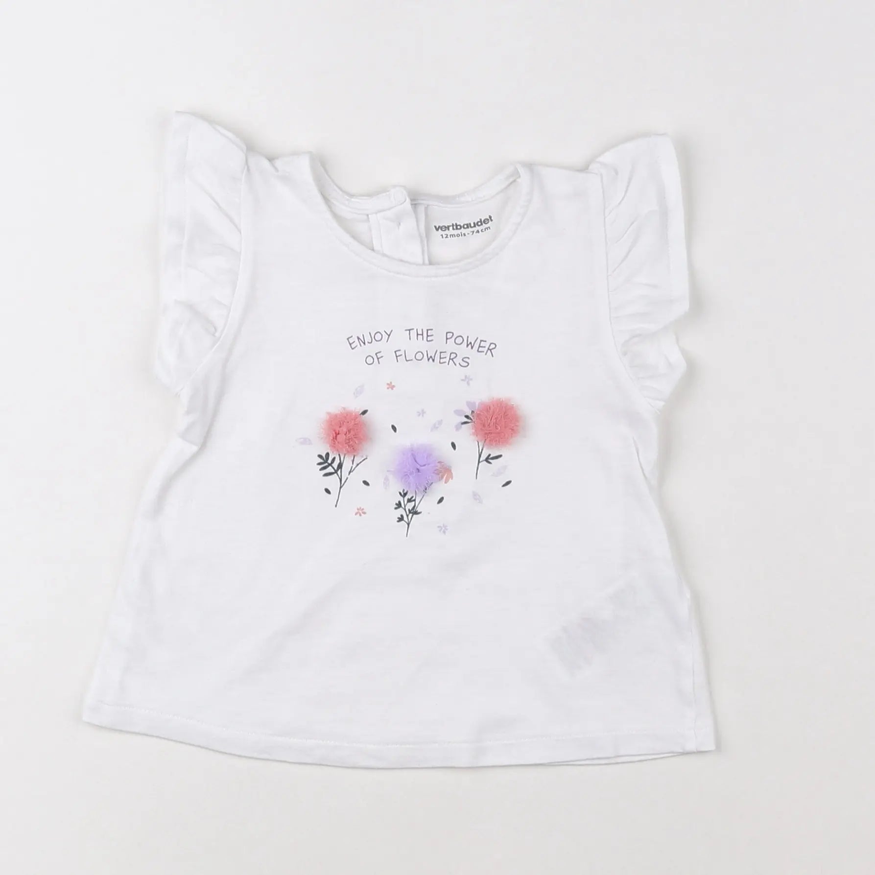 Vertbaudet - tee-shirt blanc - 12 mois