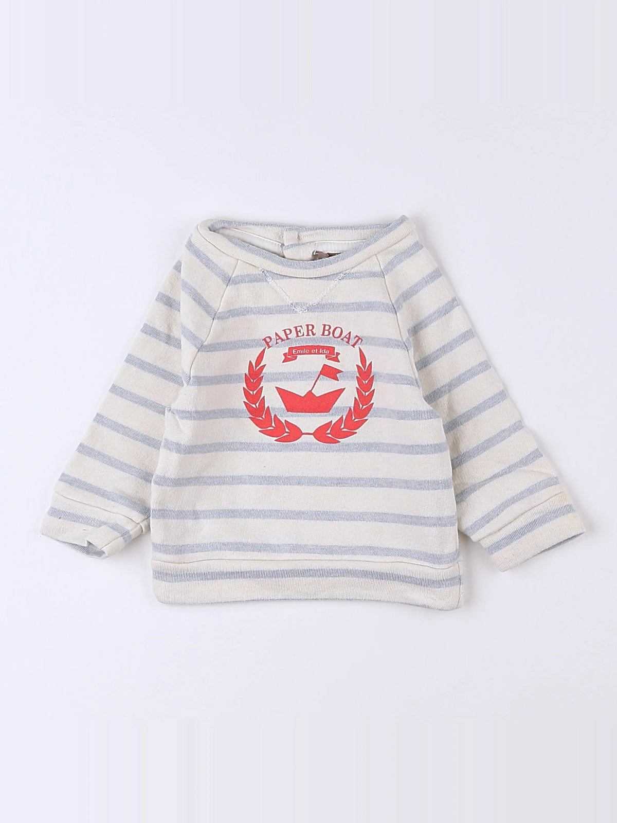 Emile et Ida - sweat bleu, blanc - 3 mois