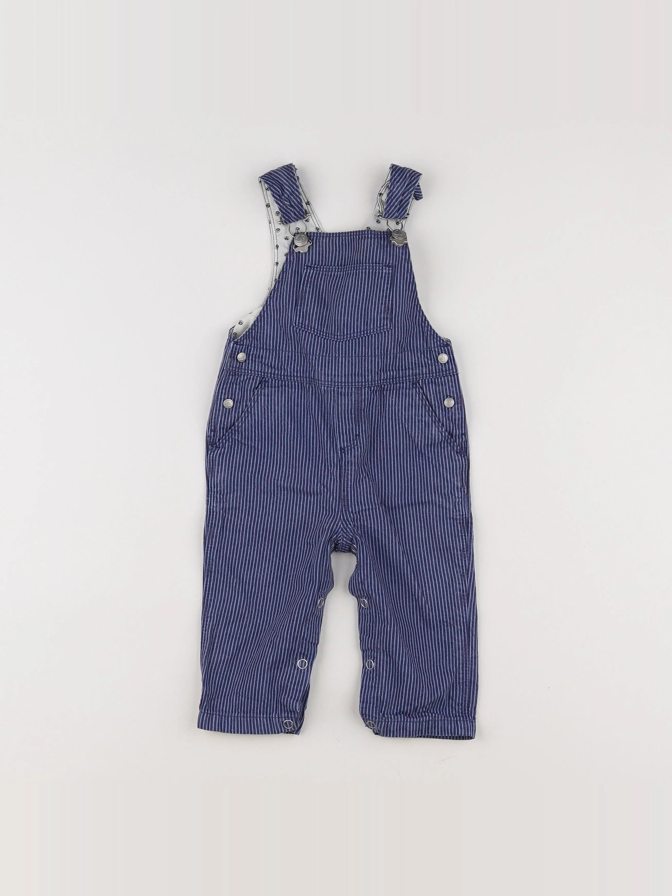 Petit Bateau - salopette bleu, blanc - 6 mois
