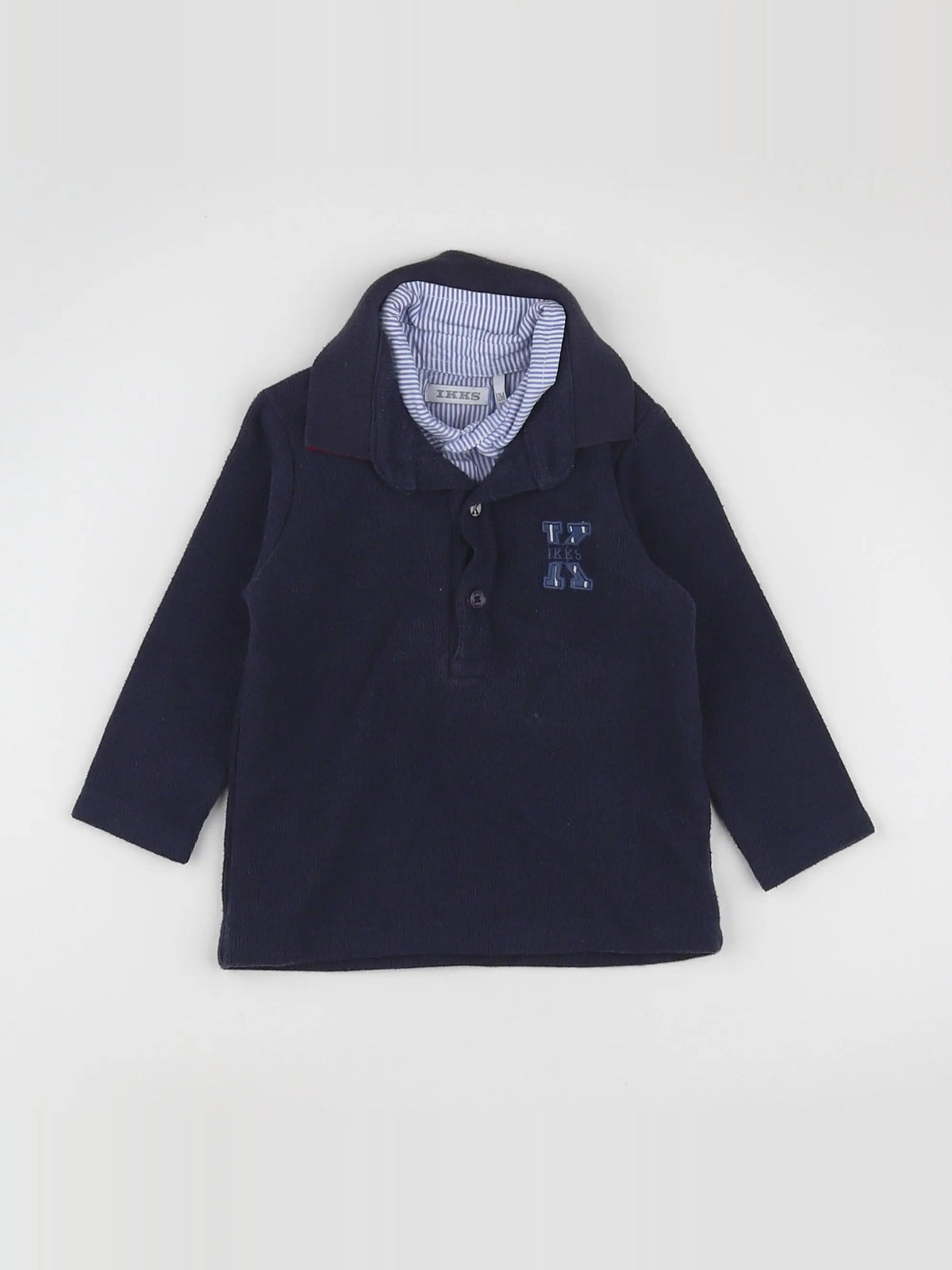 IKKS - polo gris, bleu - 12 mois