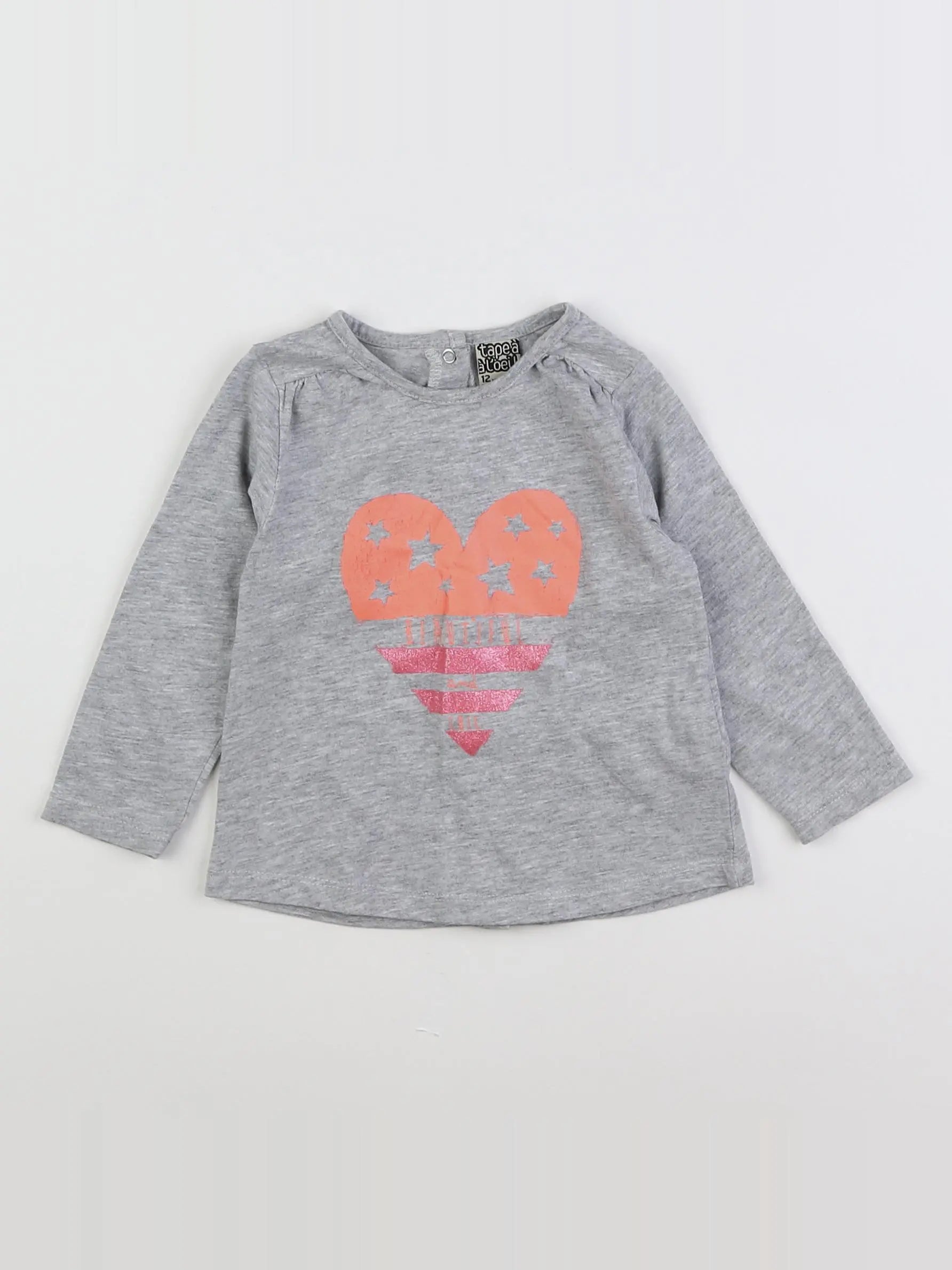 Tape à l'oeil - tee-shirt gris, rose - 12 mois
