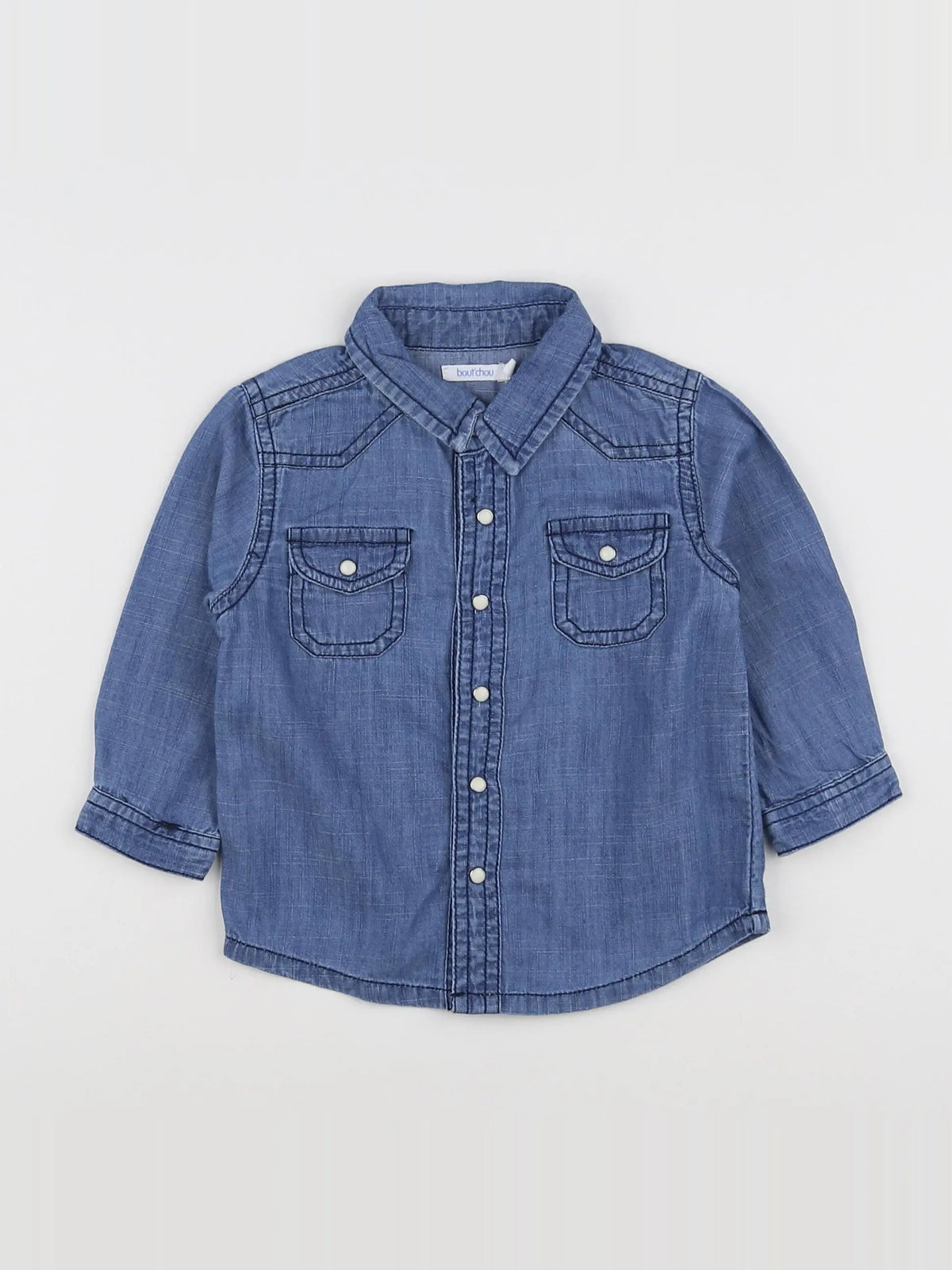 Boutchou - chemise bleu - 12 mois