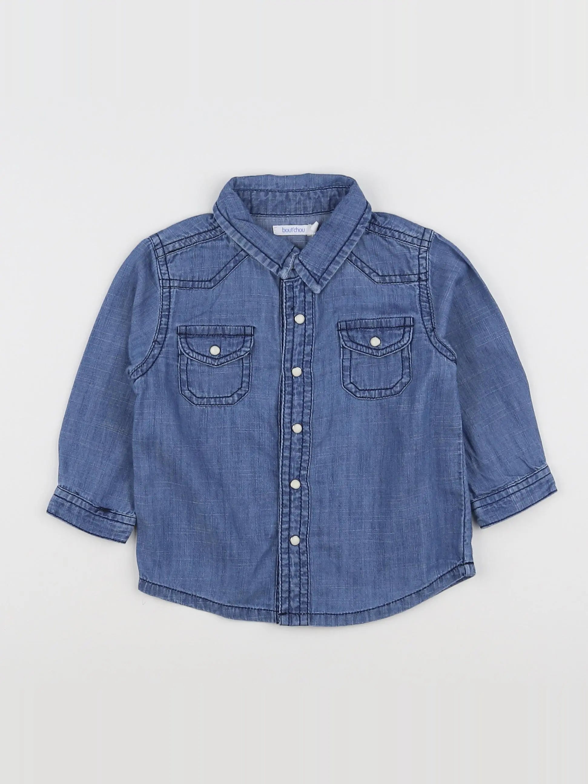 Boutchou - chemise bleu - 12 mois