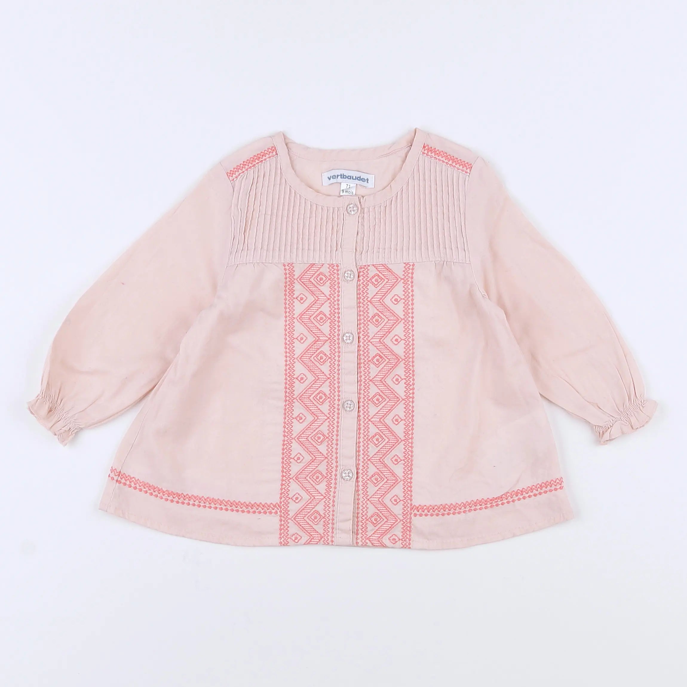 Vertbaudet - blouse rose - 9 mois