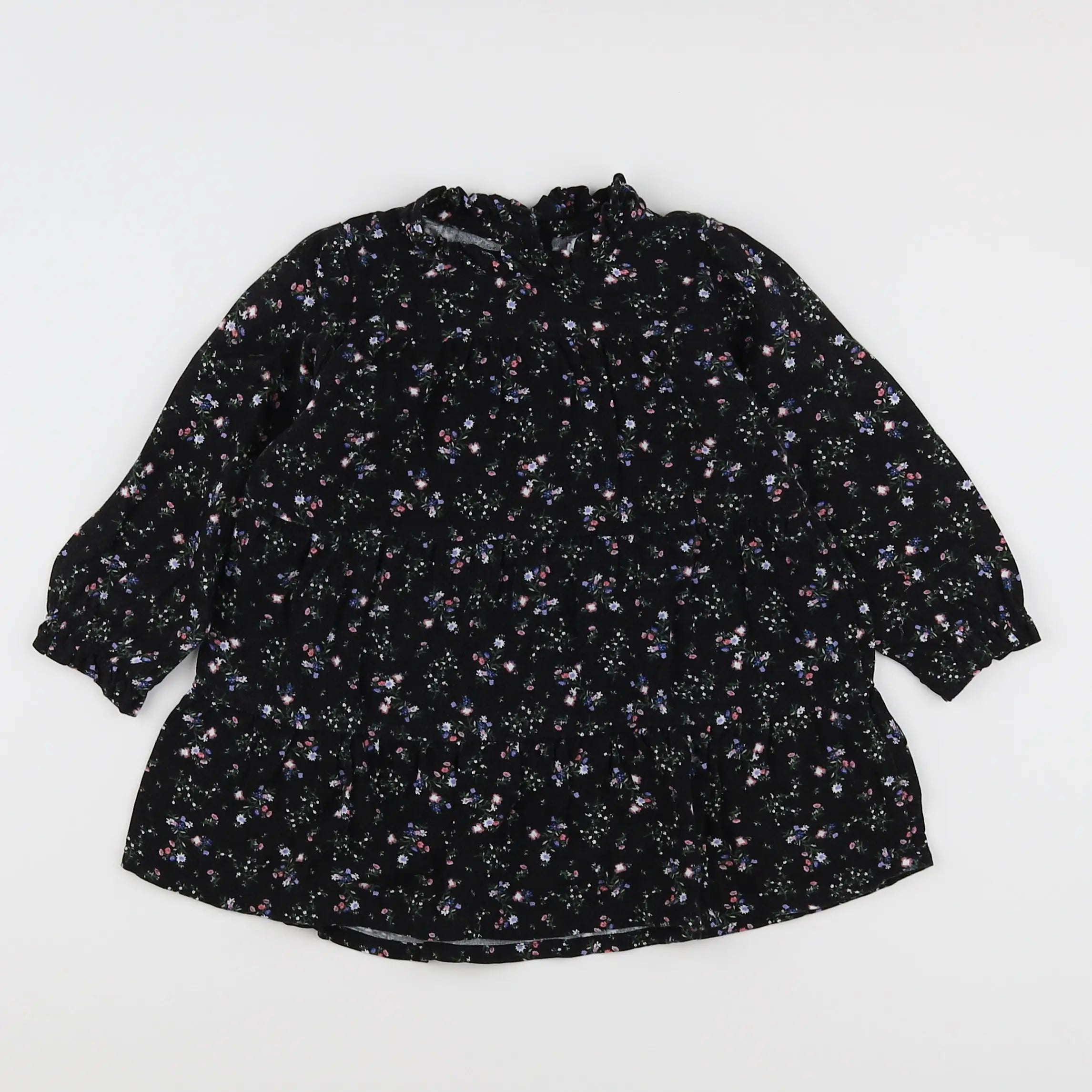 Vertbaudet - robe noir, rose - 18 mois