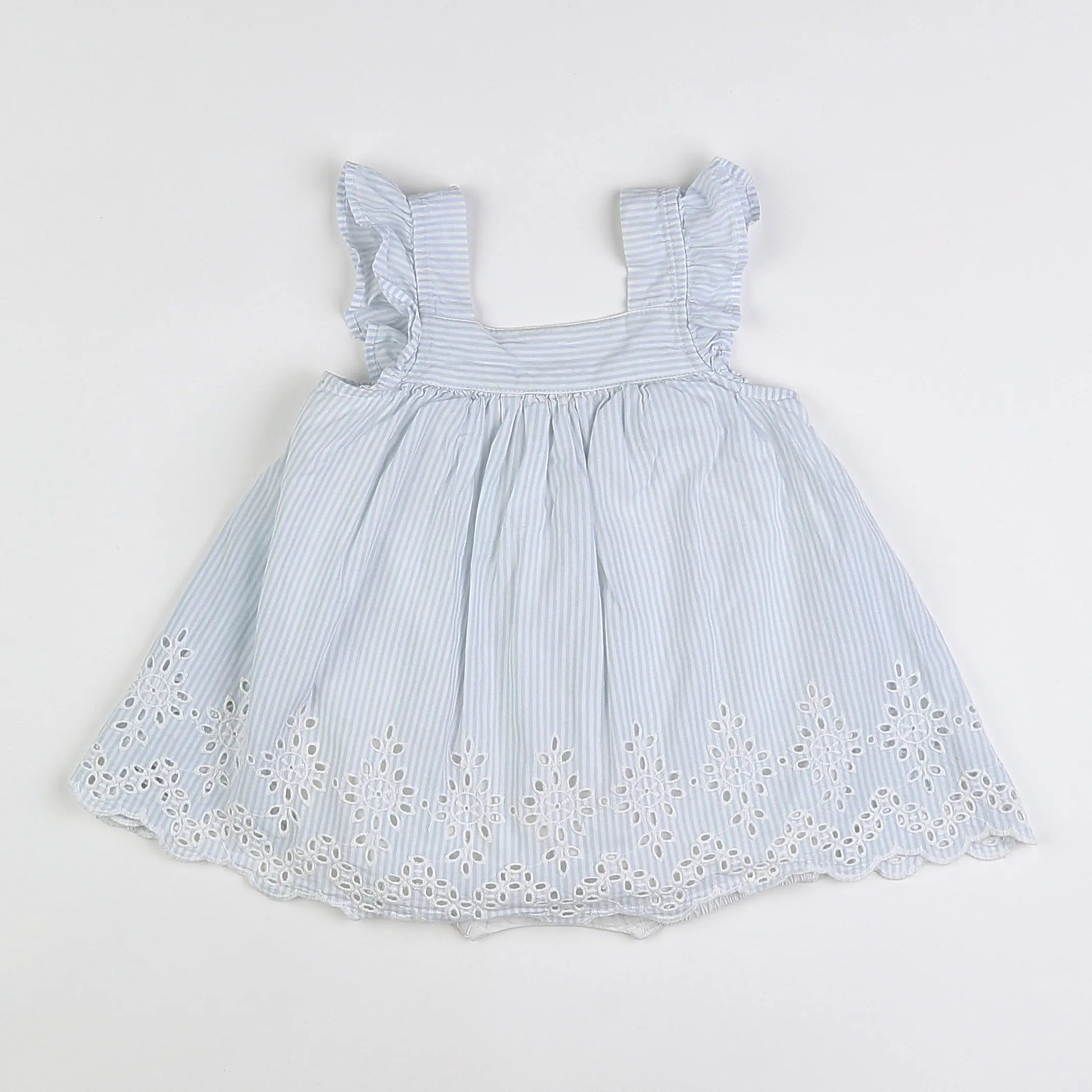 Vertbaudet - robe bleu, blanc - 12 mois