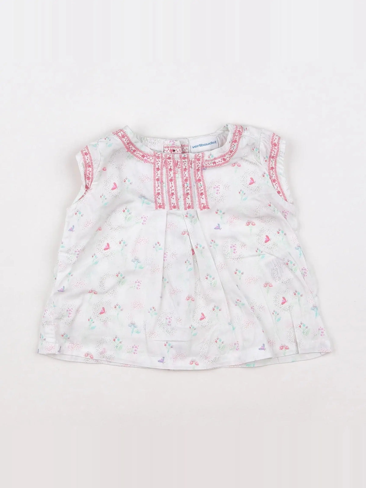 Vertbaudet - blouse blanc, rose - 6 mois