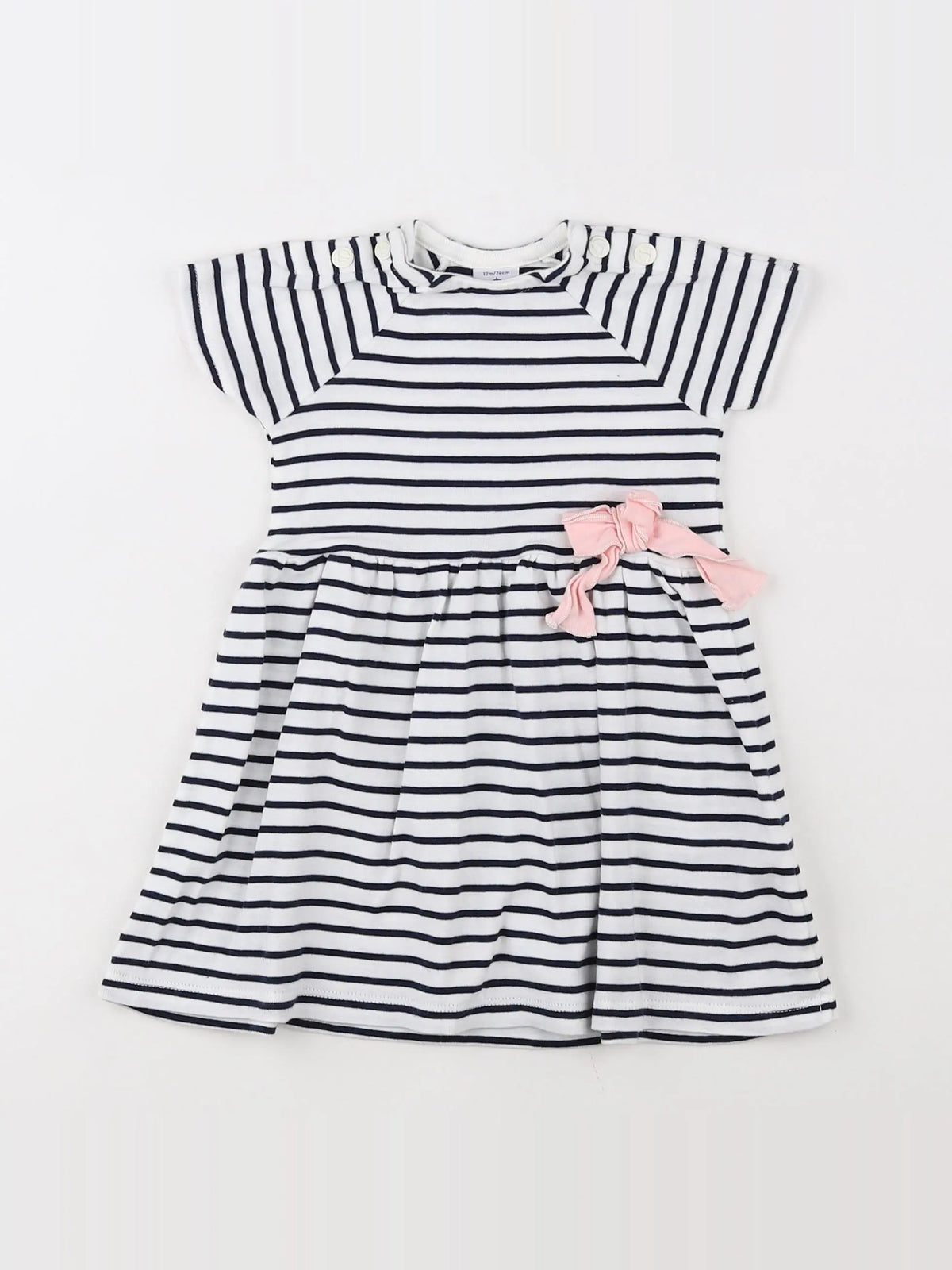 Petit Bateau - robe blanc, bleu - 12 mois