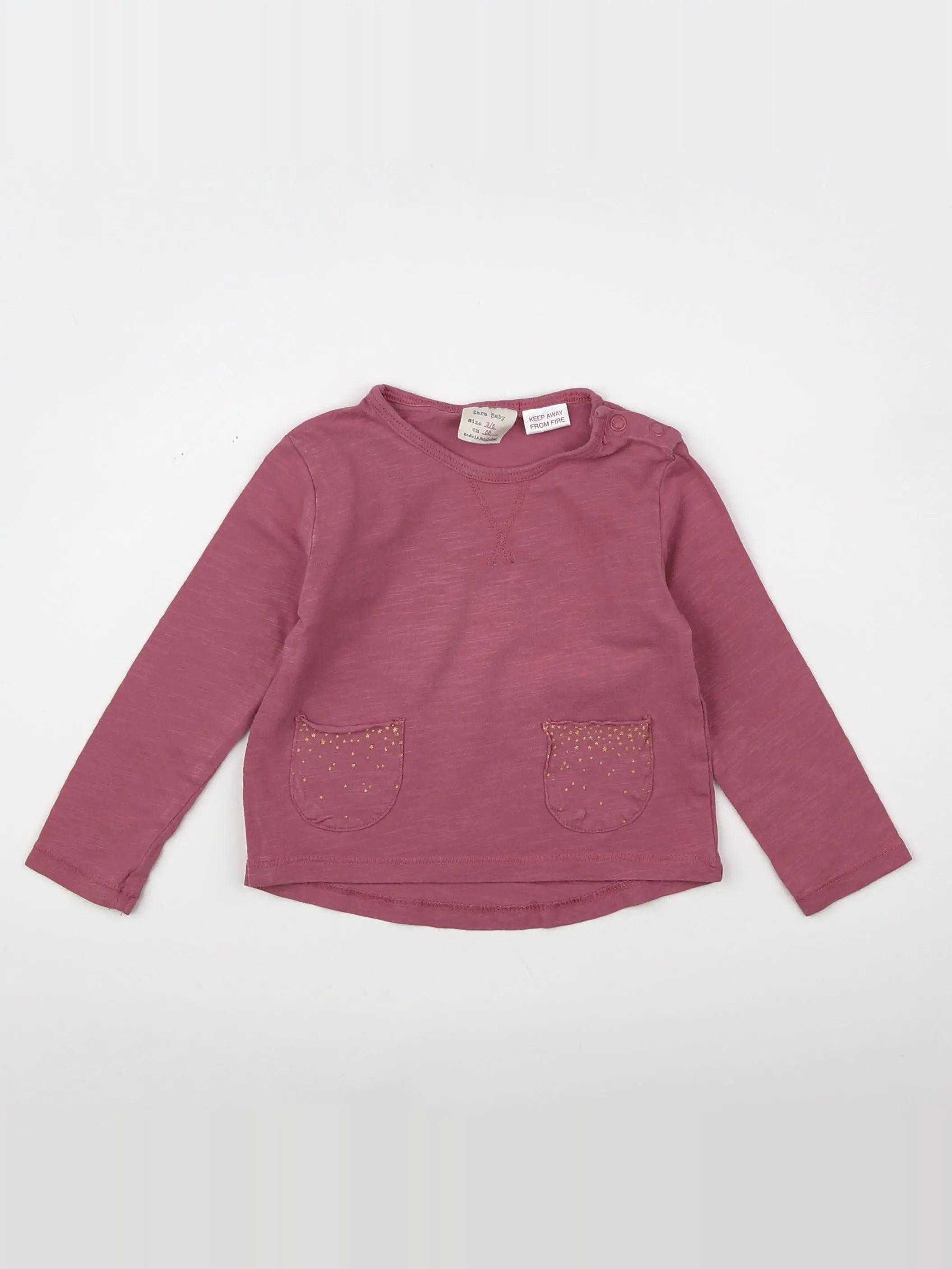 Zara - tee-shirt rose - 3/6 mois