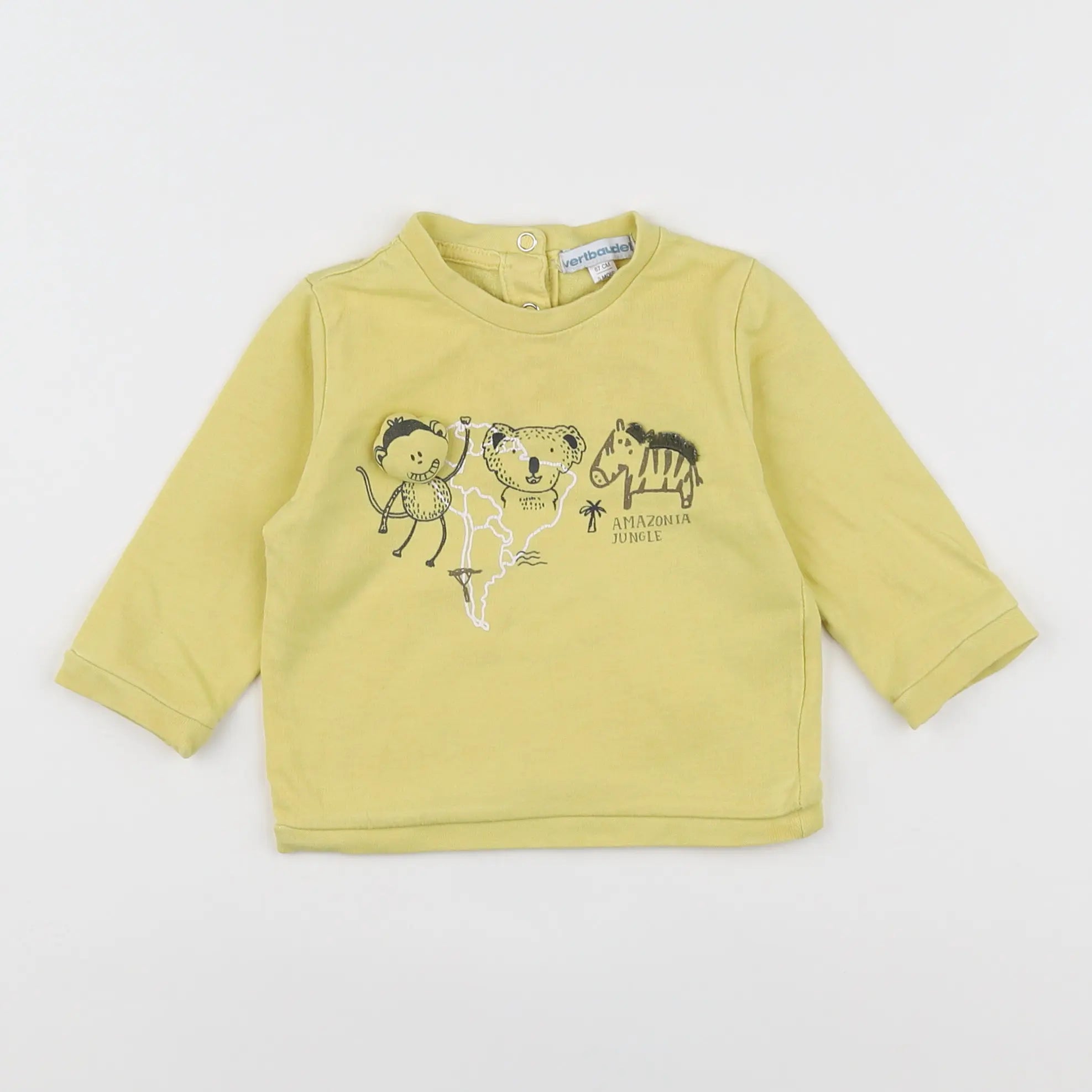 Vertbaudet - sweat jaune - 6 mois
