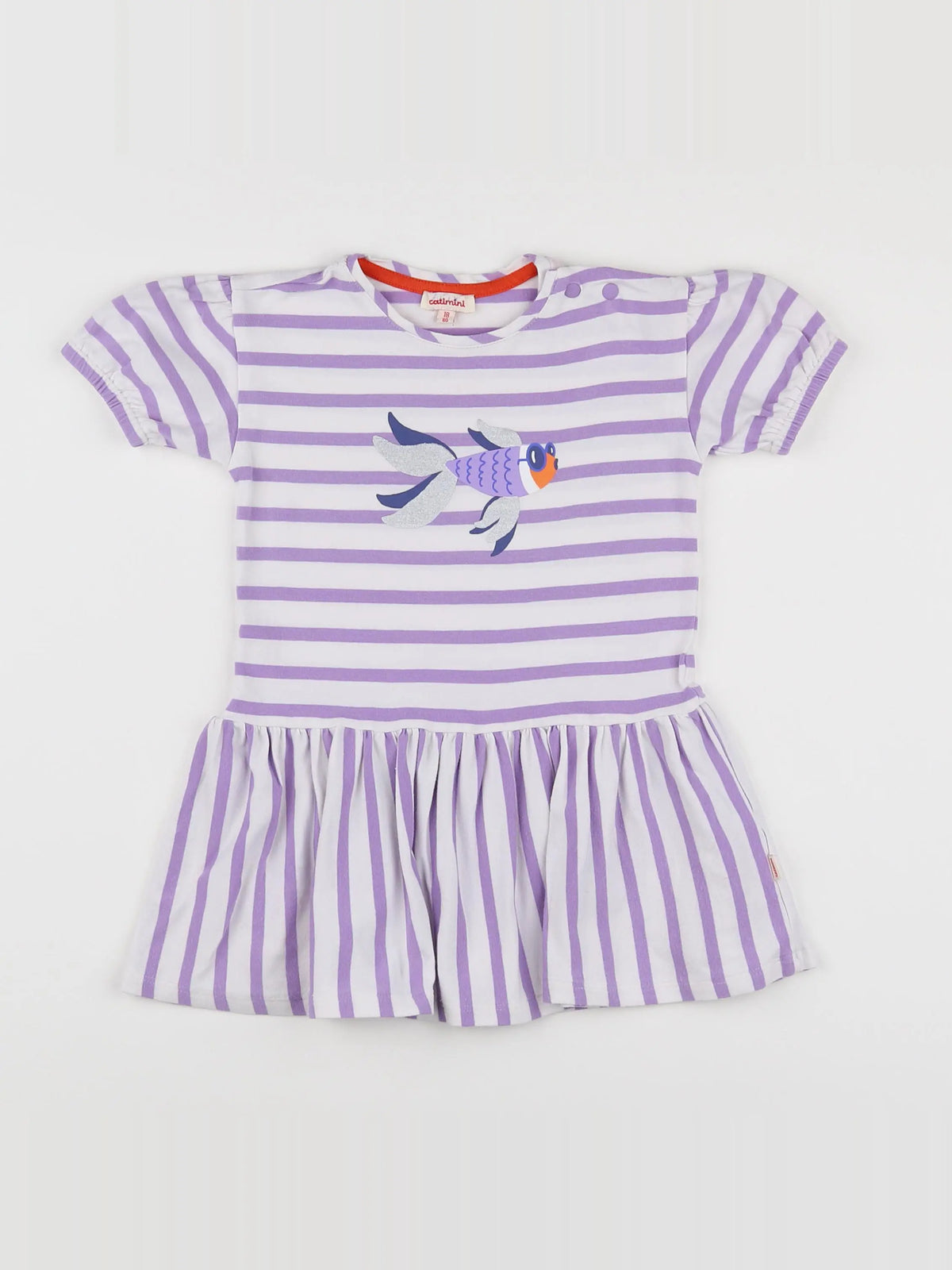 Catimini - robe blanc, violet - 18 mois
