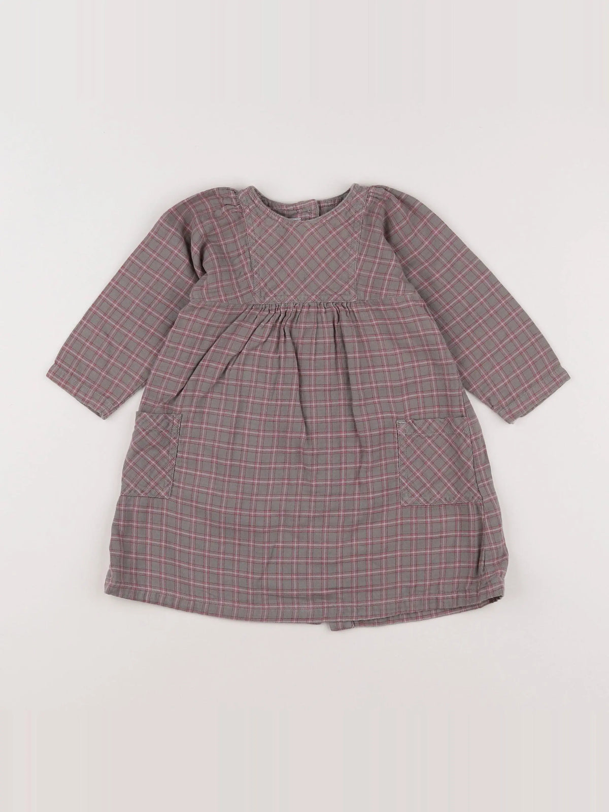 Petit Bateau - robe gris, rose - 12 mois