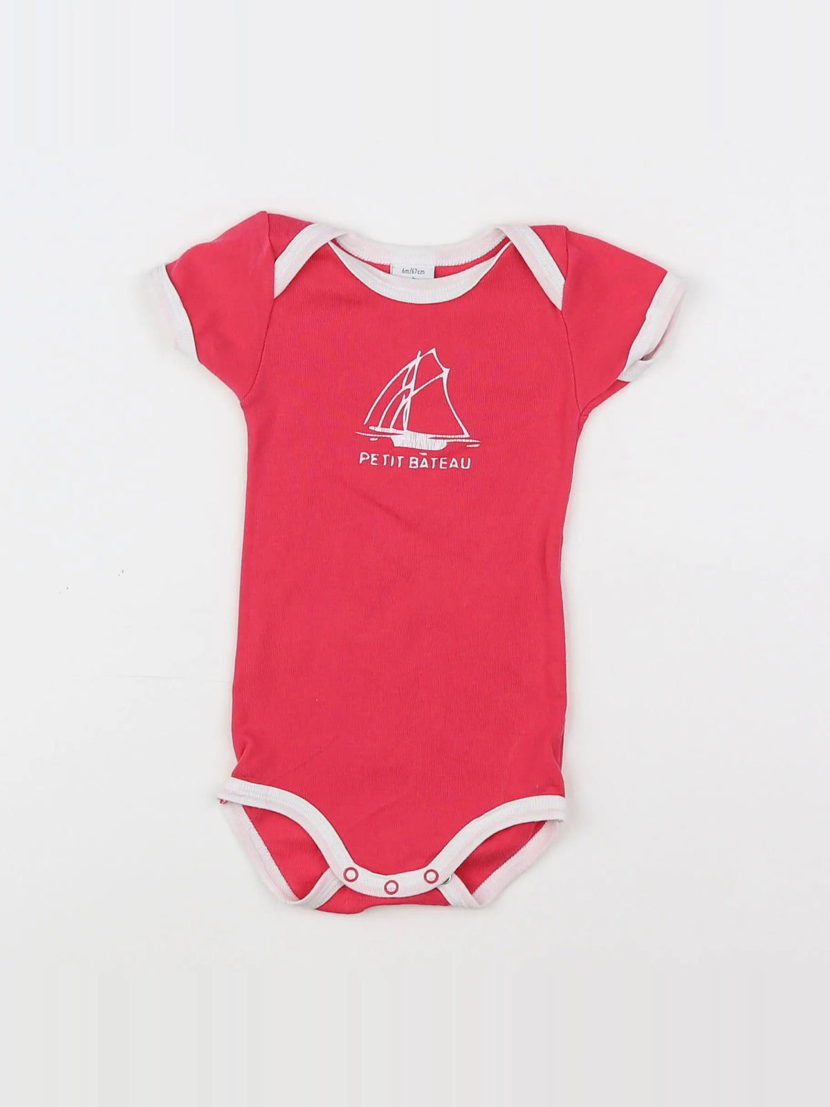Petit Bateau - body rose, blanc - 6 mois