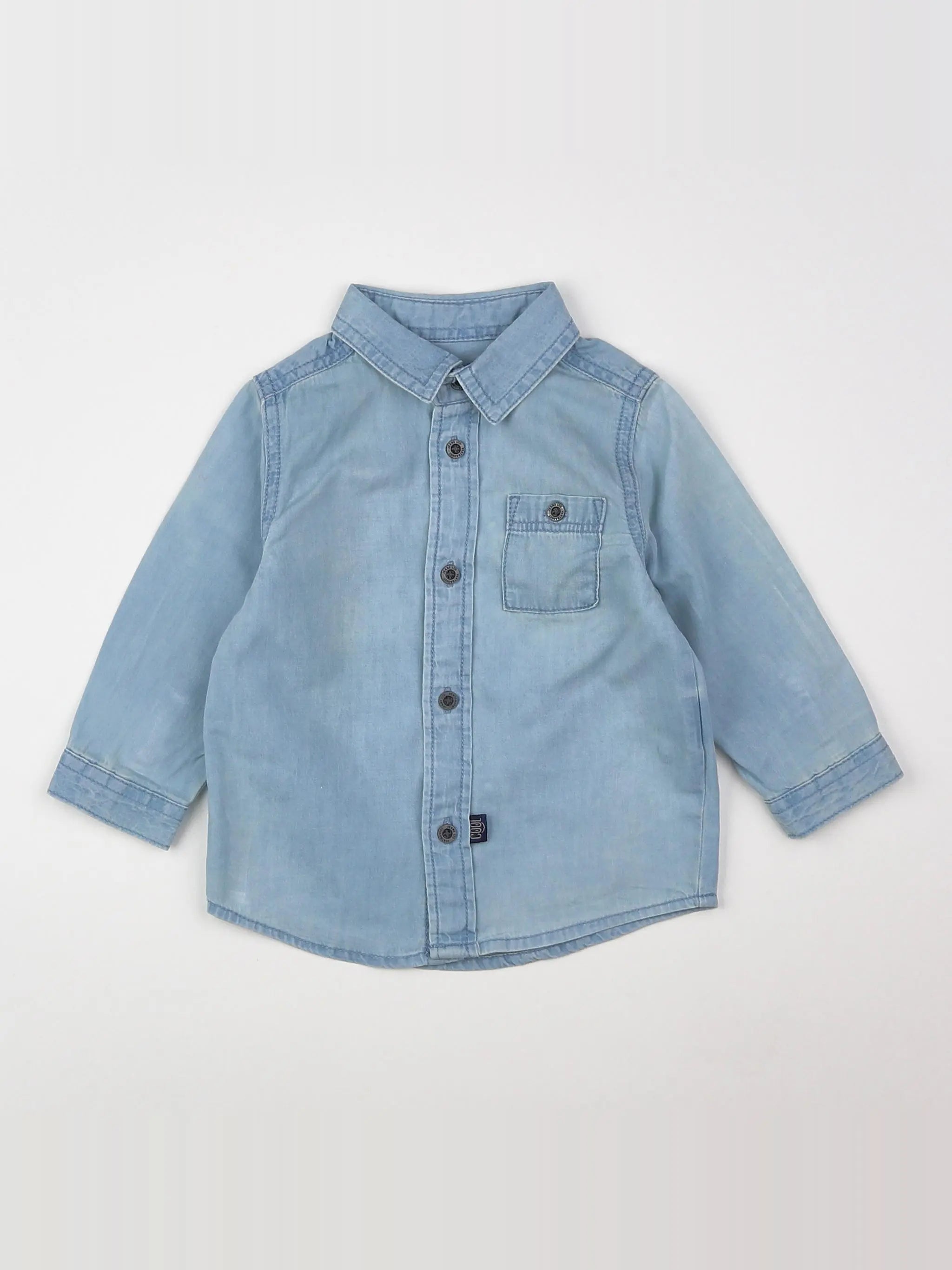 Vertbaudet - chemise bleu - 9 mois