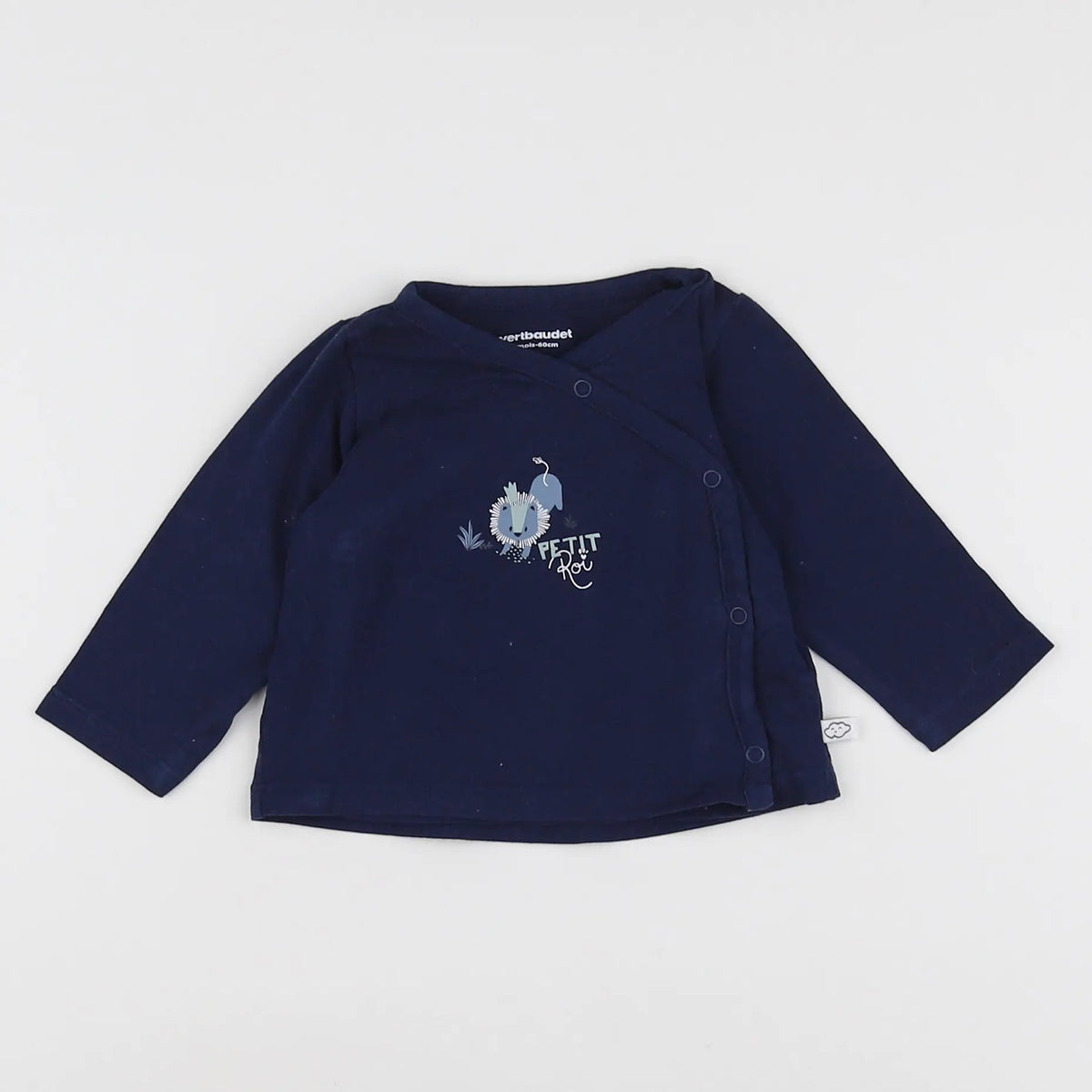Vertbaudet - tee-shirt bleu, blanc - 3 mois
