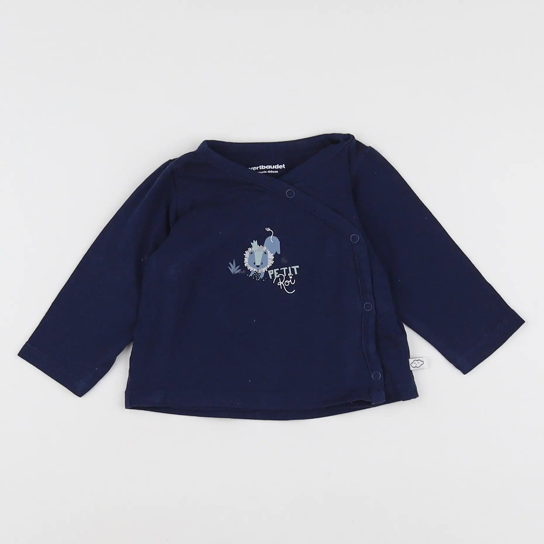 Vertbaudet - tee-shirt bleu, blanc - 3 mois