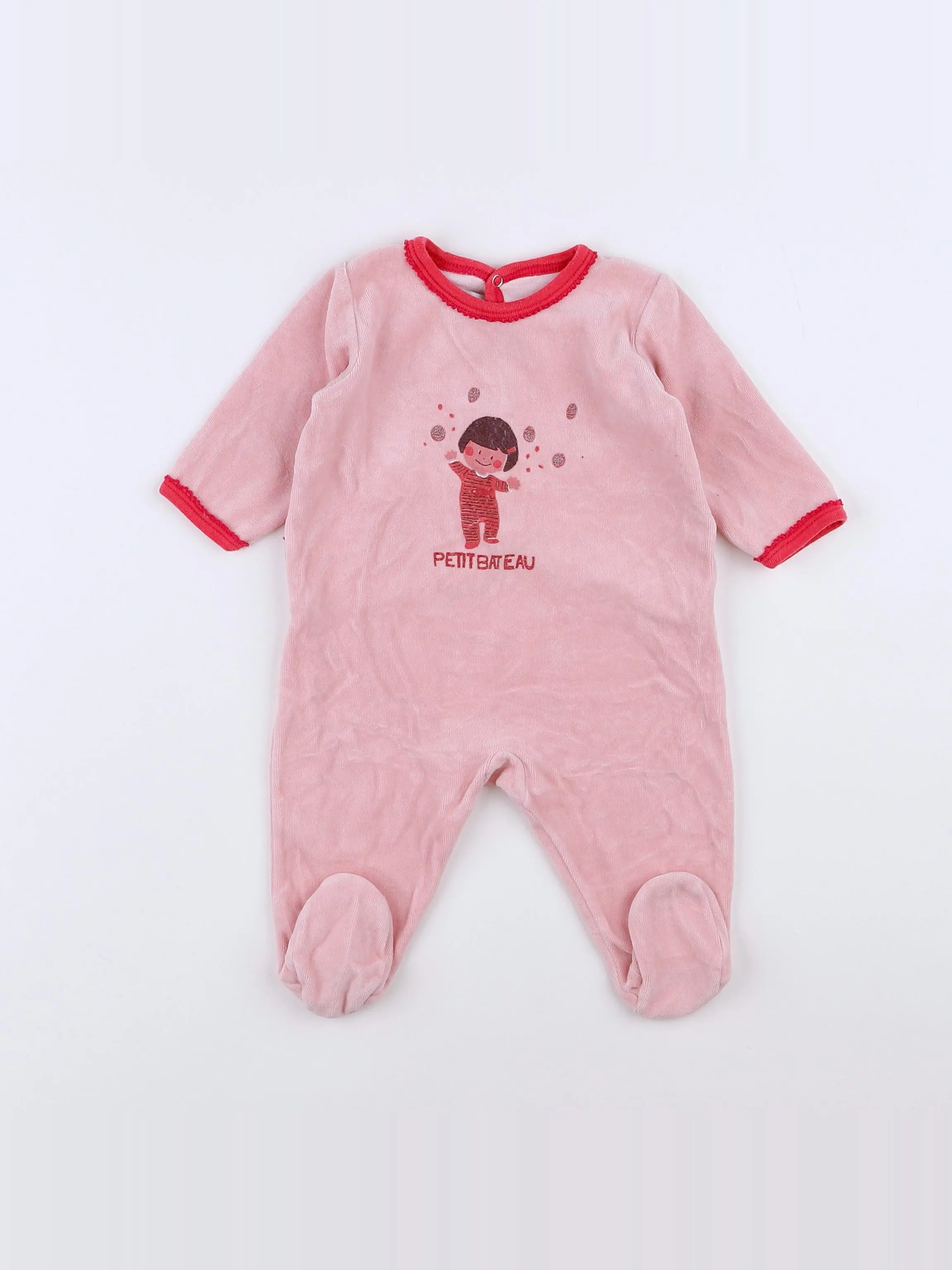 Petit Bateau - pyjama velours rose - 3 mois