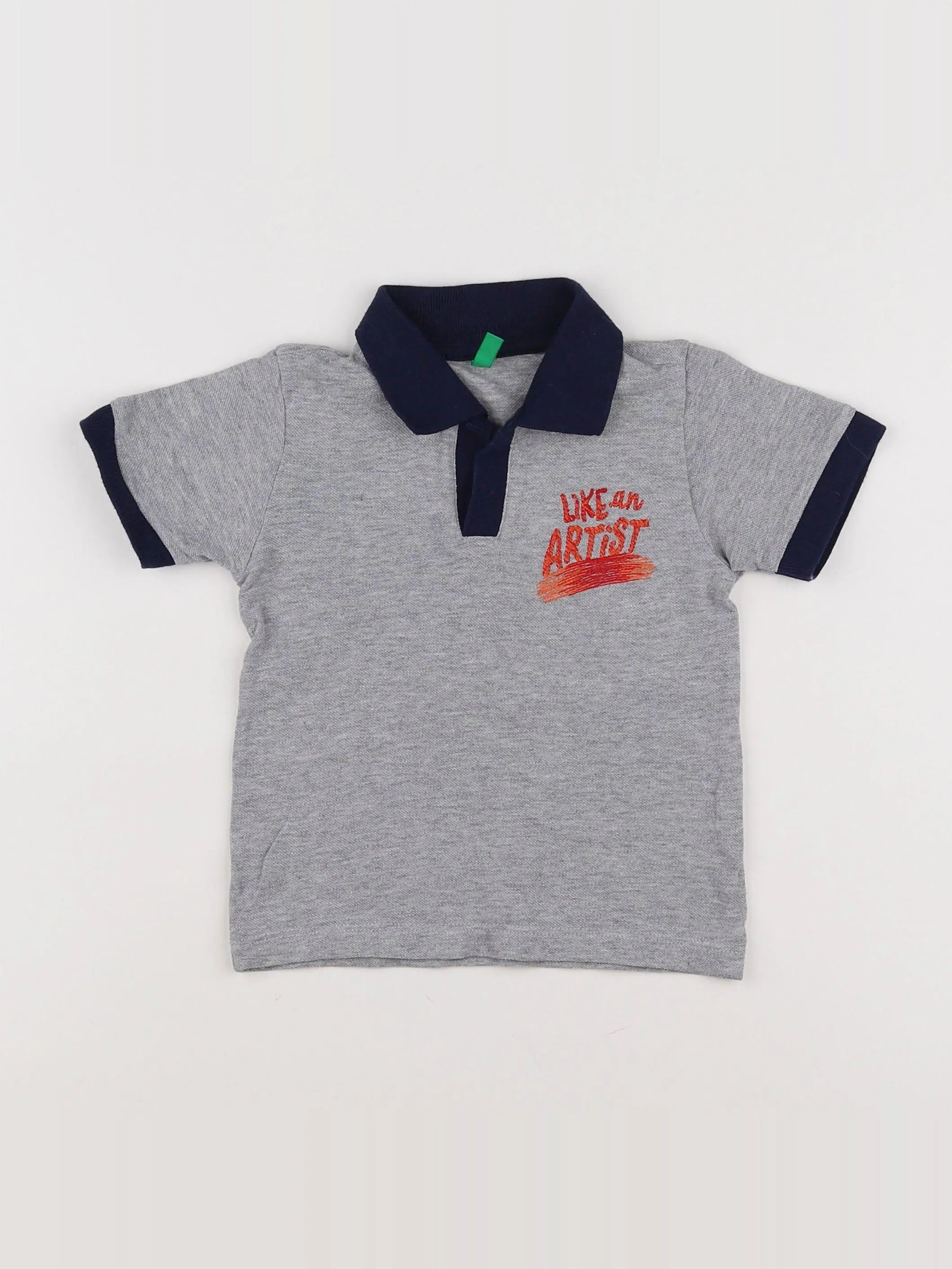 Benetton - polo gris - 12 mois