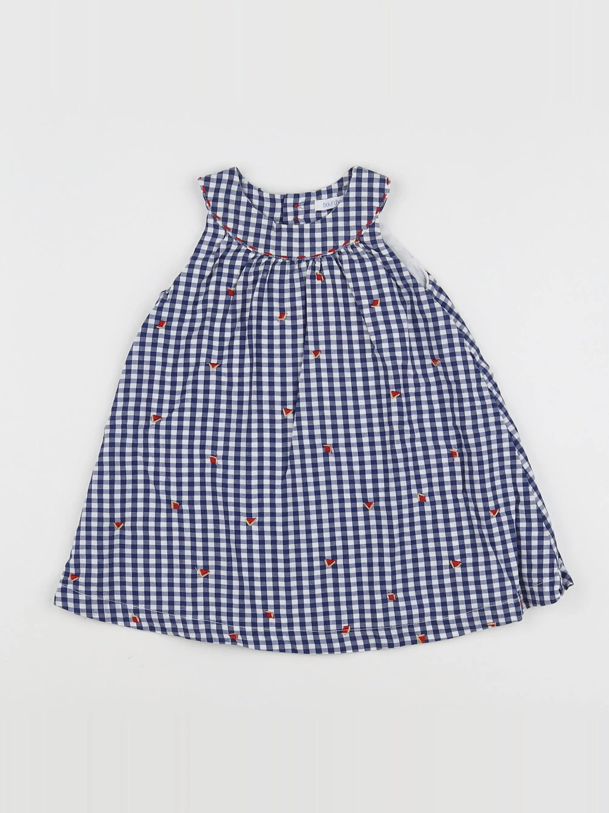 Boutchou - robe blanc, bleu - 6 mois