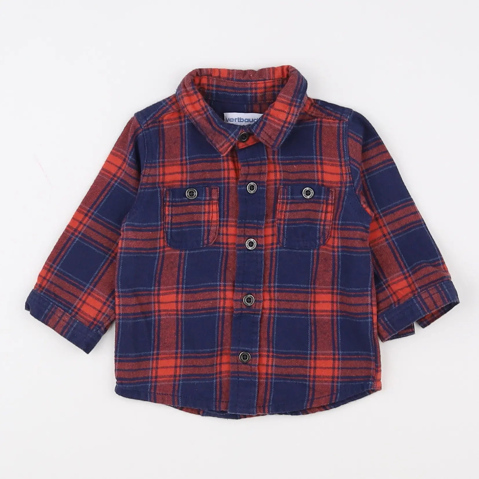 Vertbaudet - chemise bleu, orange - 3 mois