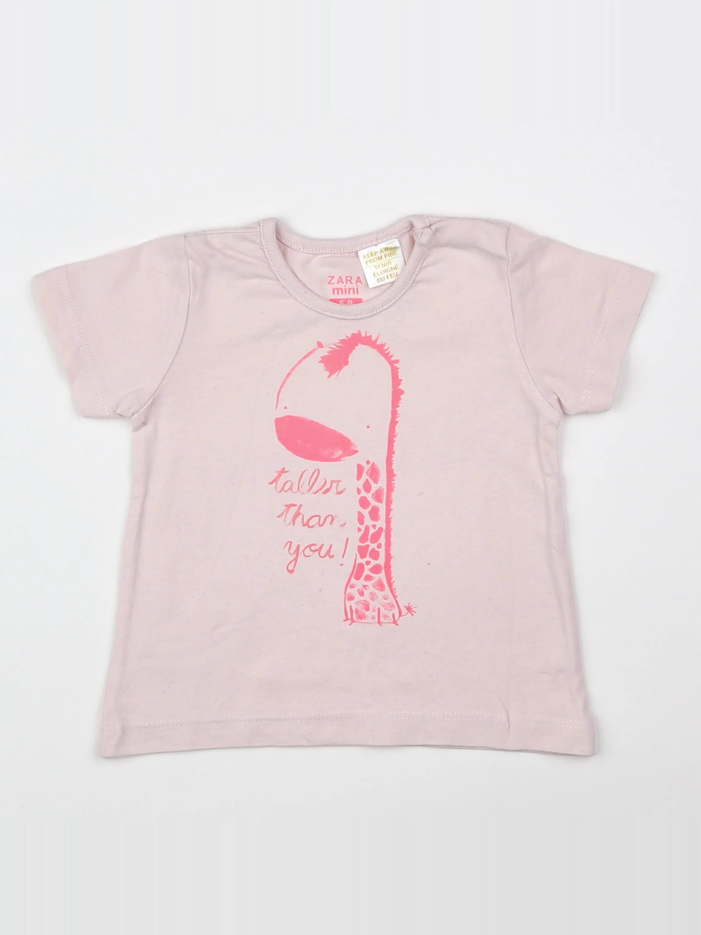 Zara - tee-shirt rose - 6/9 mois