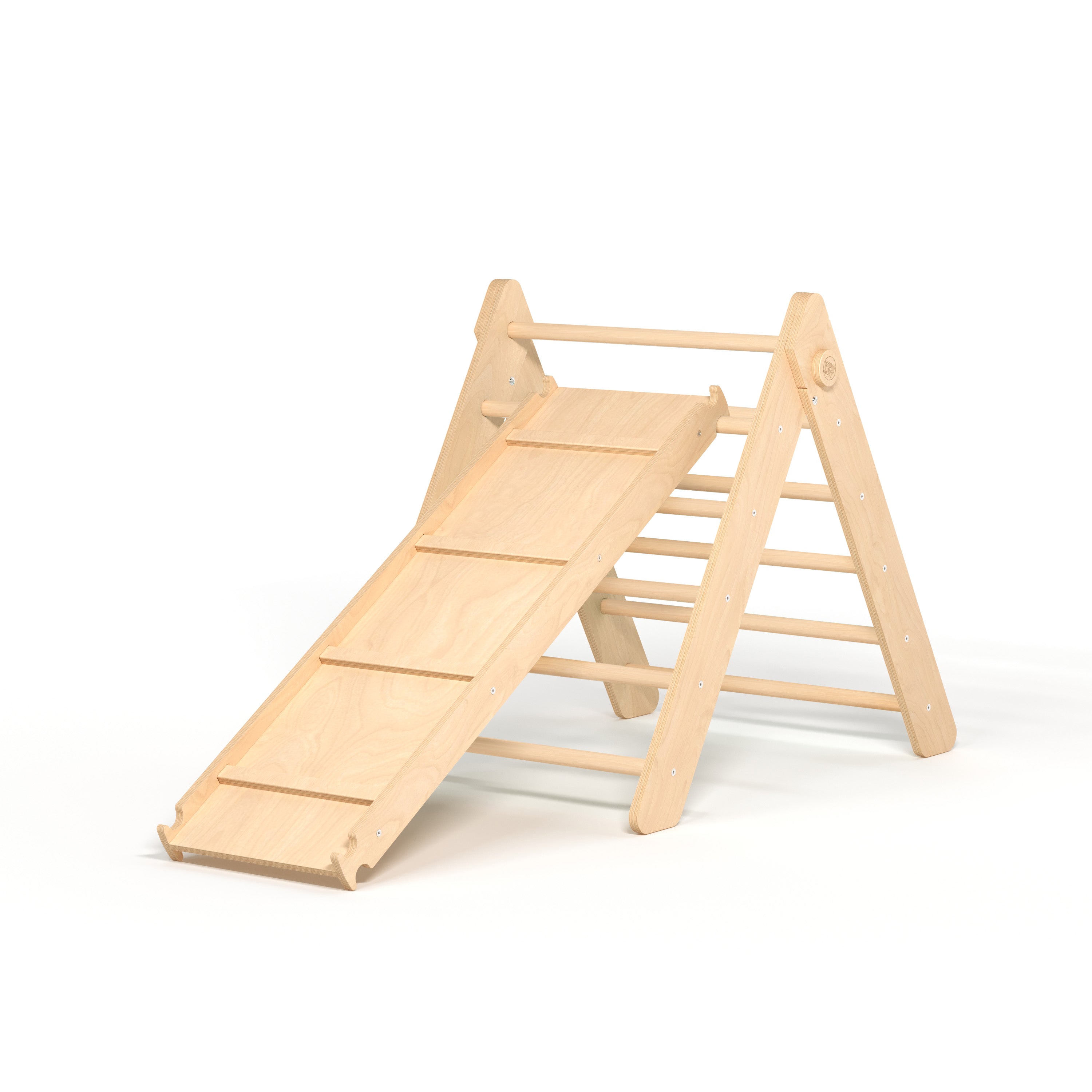 Ensemble - Triangle de Pikler et un grand toboggan à double face