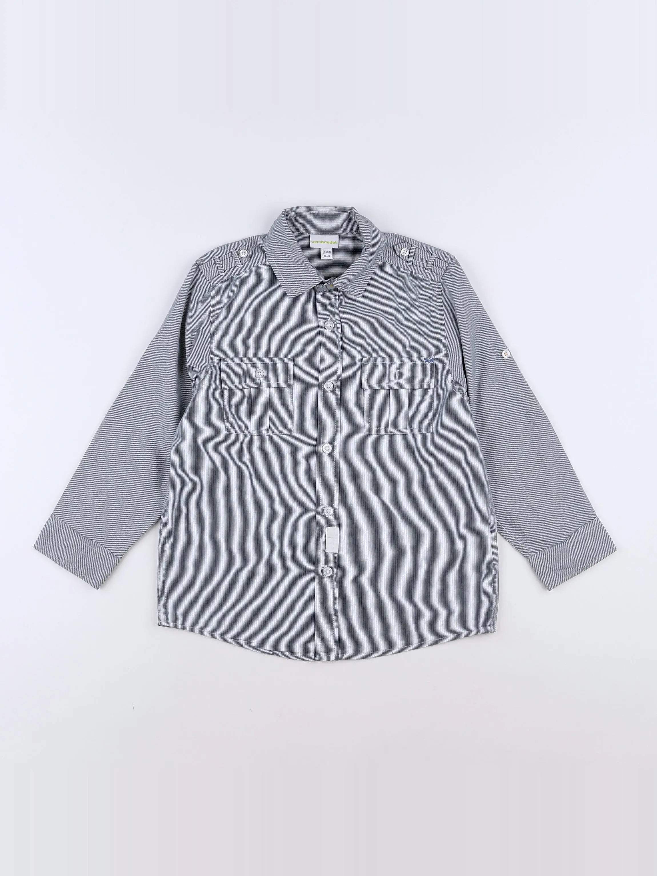 Vertbaudet - chemise gris - 6 ans