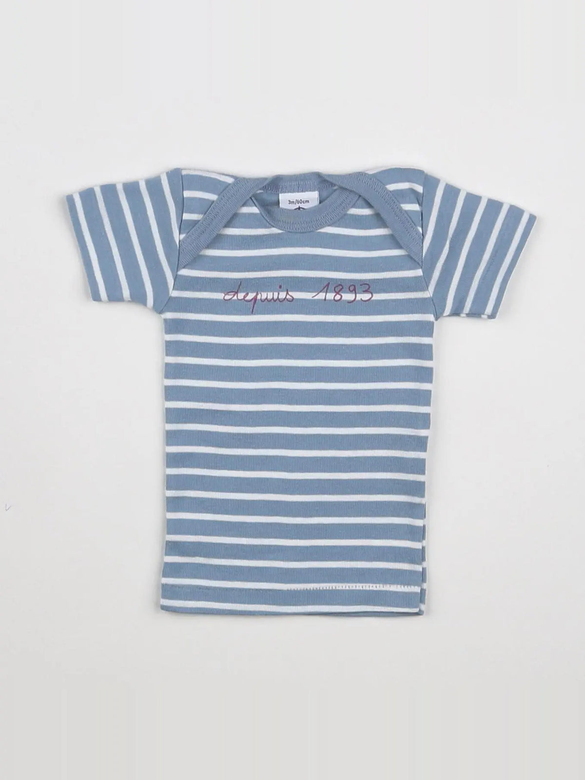 Petit Bateau - maillot de corps blanc, bleu - 3 mois