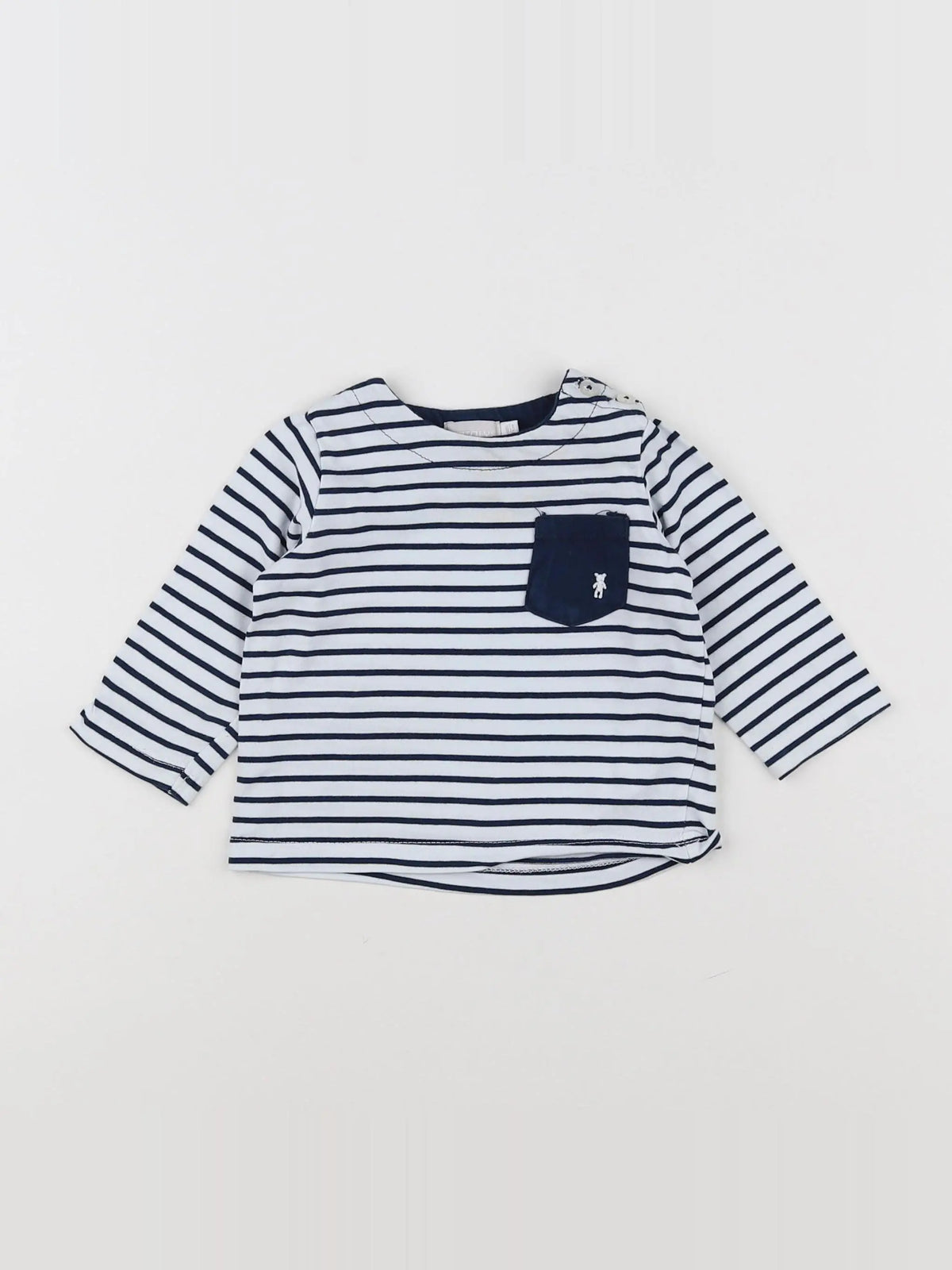Natalys - tee-shirt bleu, blanc - 6 mois