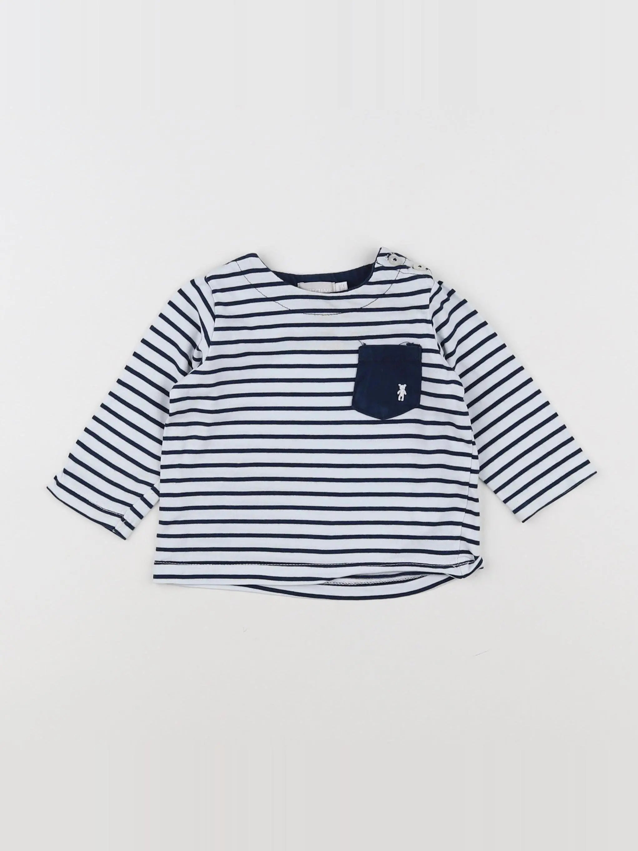 Natalys - tee-shirt bleu, blanc - 6 mois